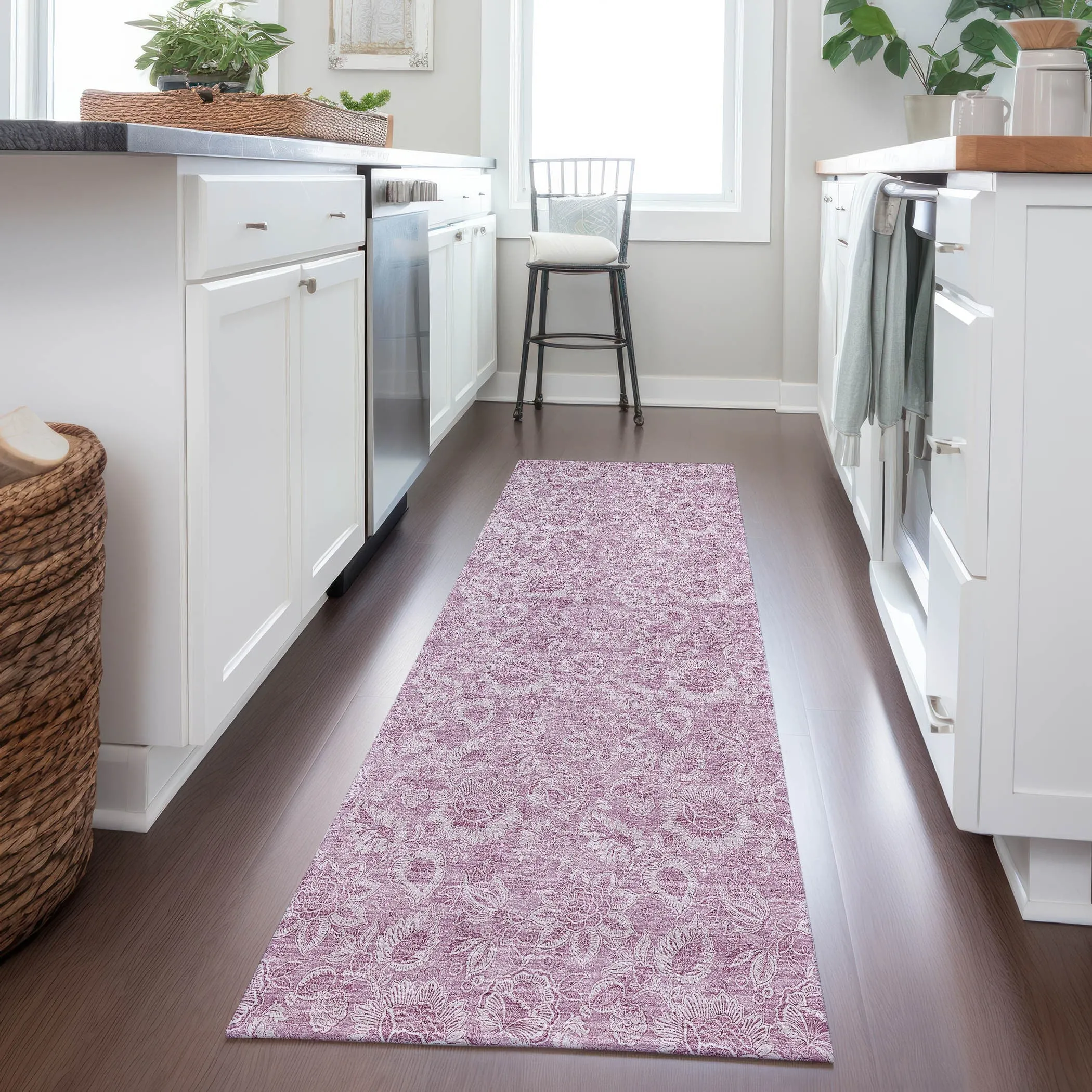 Machine Washable Indoor/ Outdoor Chantille Floral Farmhouse Rug