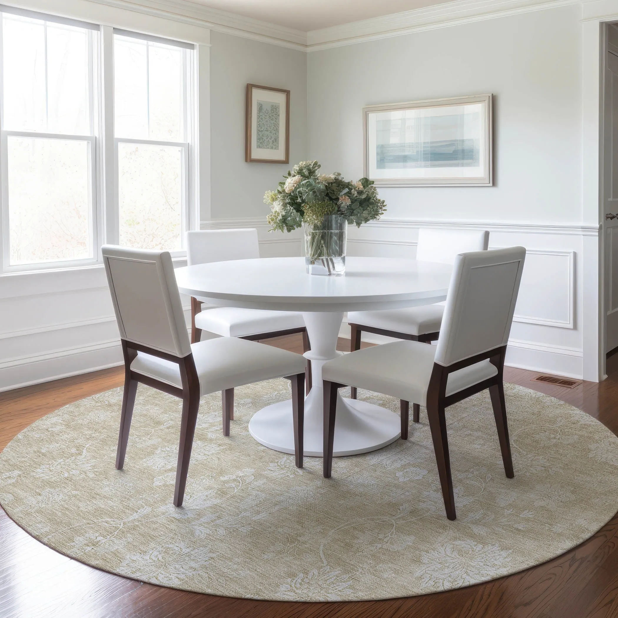 Machine Washable Indoor/ Outdoor Chantille Floral Farmhouse Rug