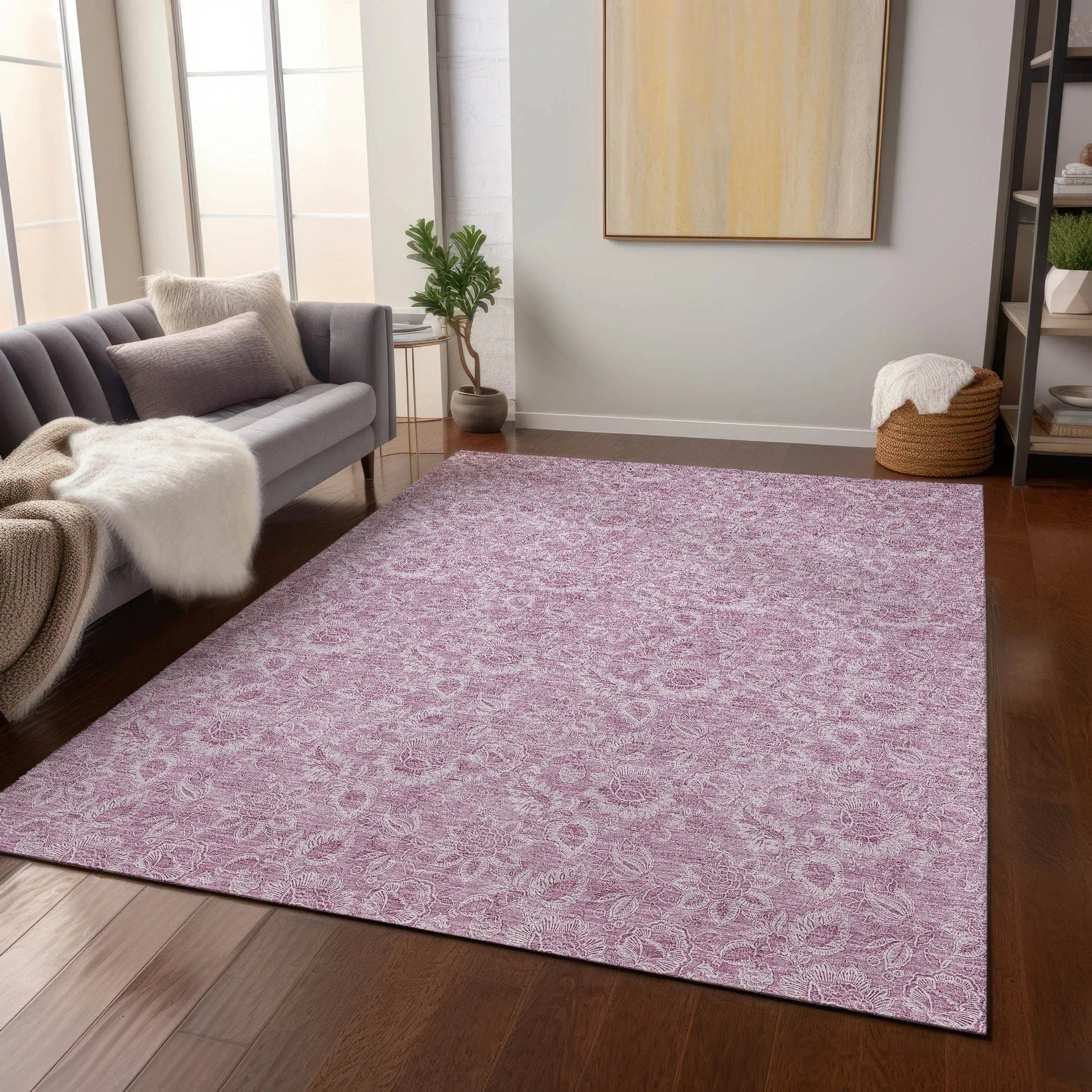 Machine Washable Indoor/ Outdoor Chantille Floral Farmhouse Rug