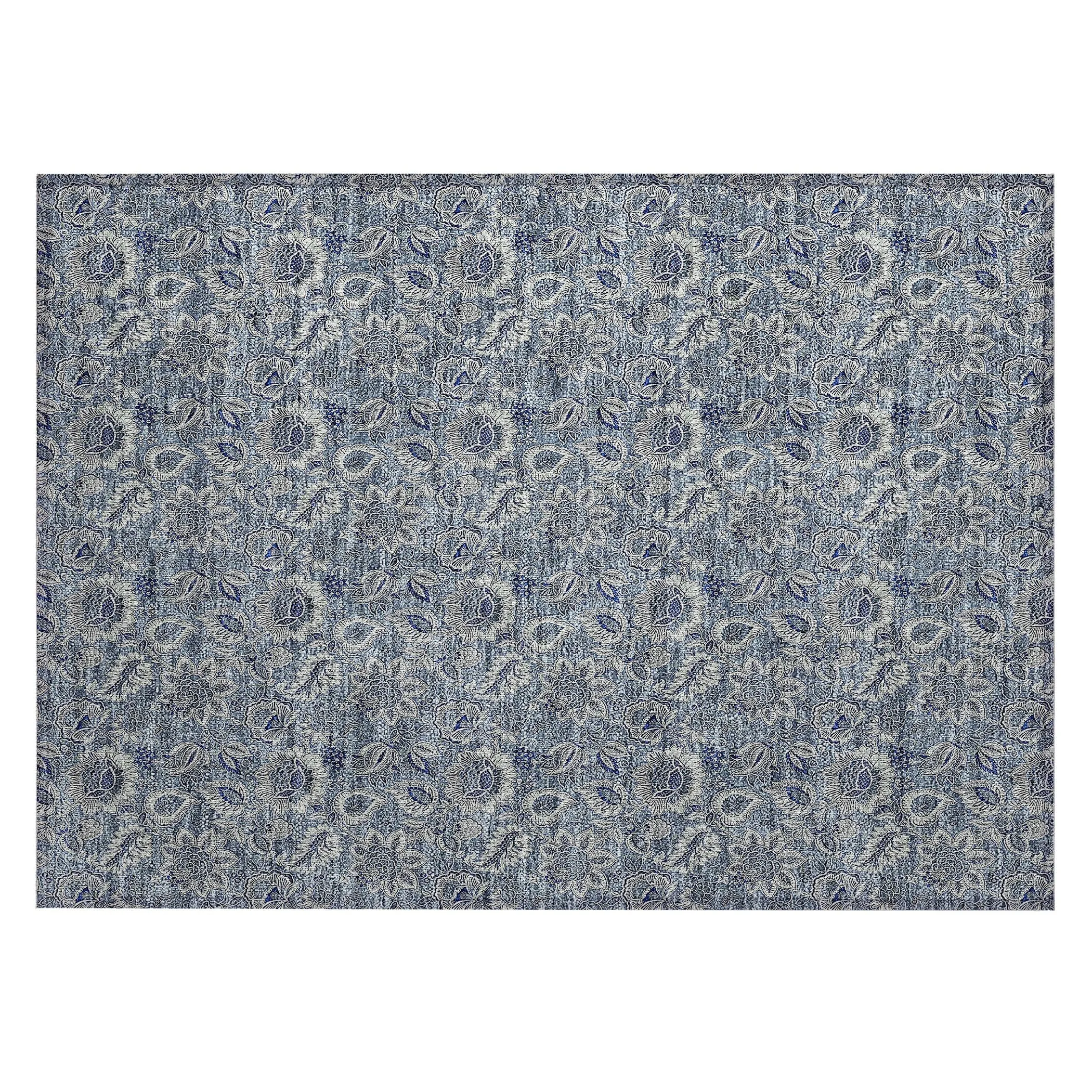 Machine Washable Indoor/ Outdoor Chantille Floral Farmhouse Rug