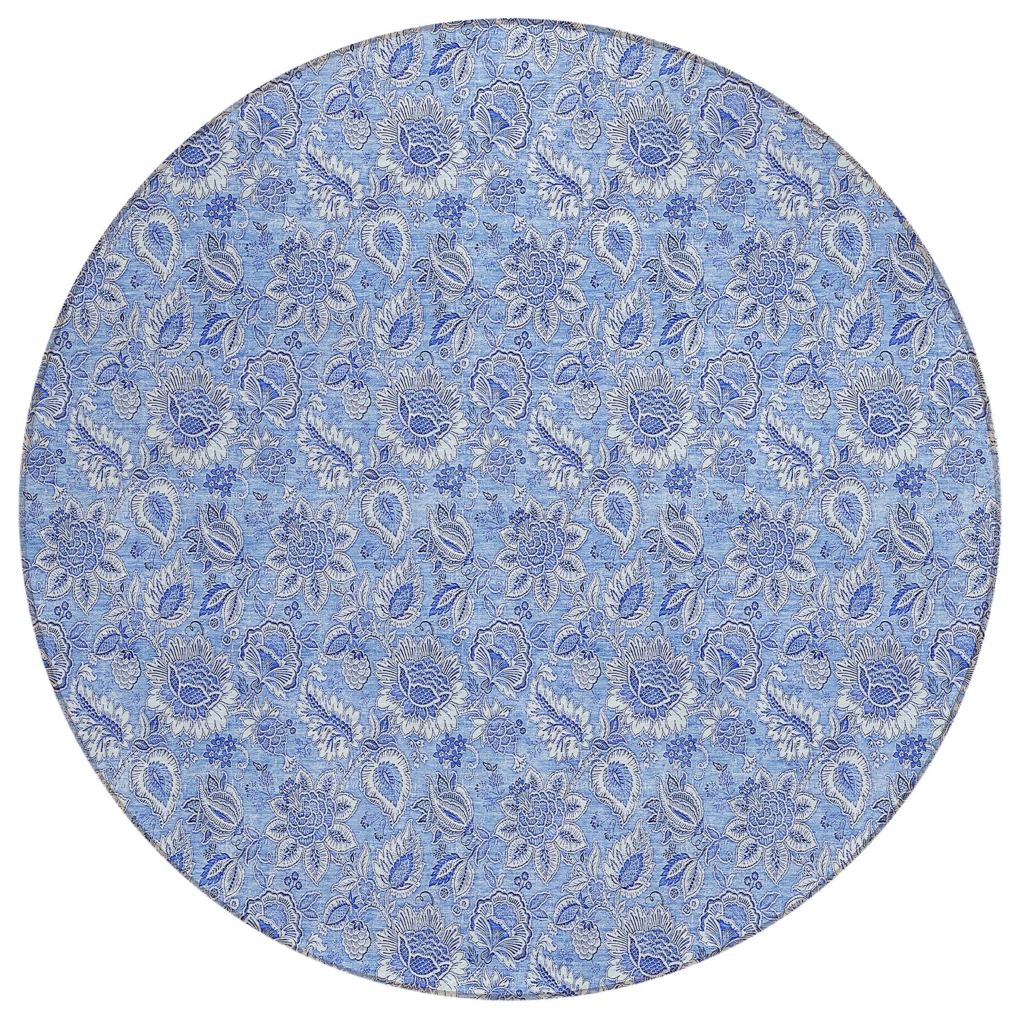 Machine Washable Indoor/ Outdoor Chantille Floral Farmhouse Rug
