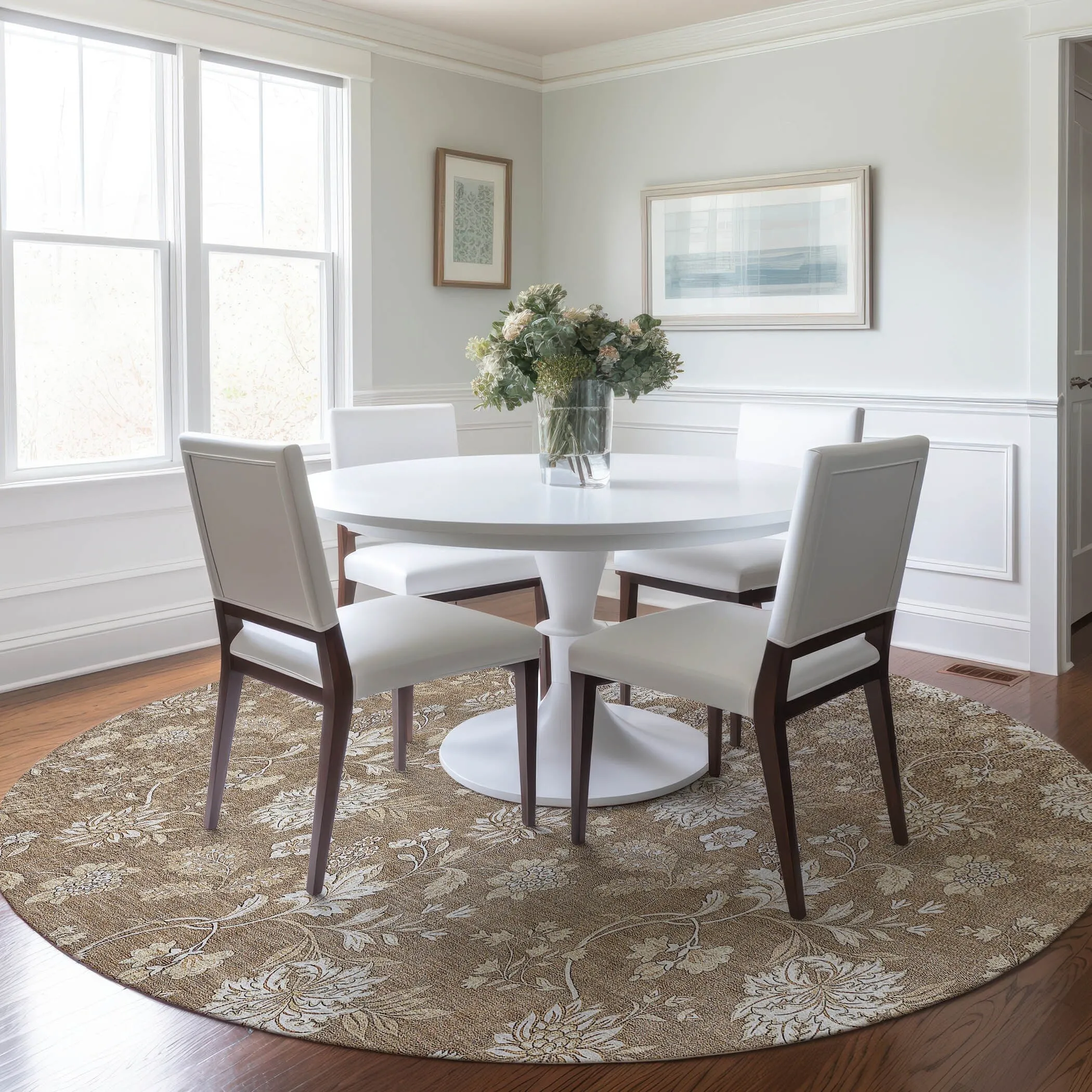 Machine Washable Indoor/ Outdoor Chantille Floral Farmhouse Rug