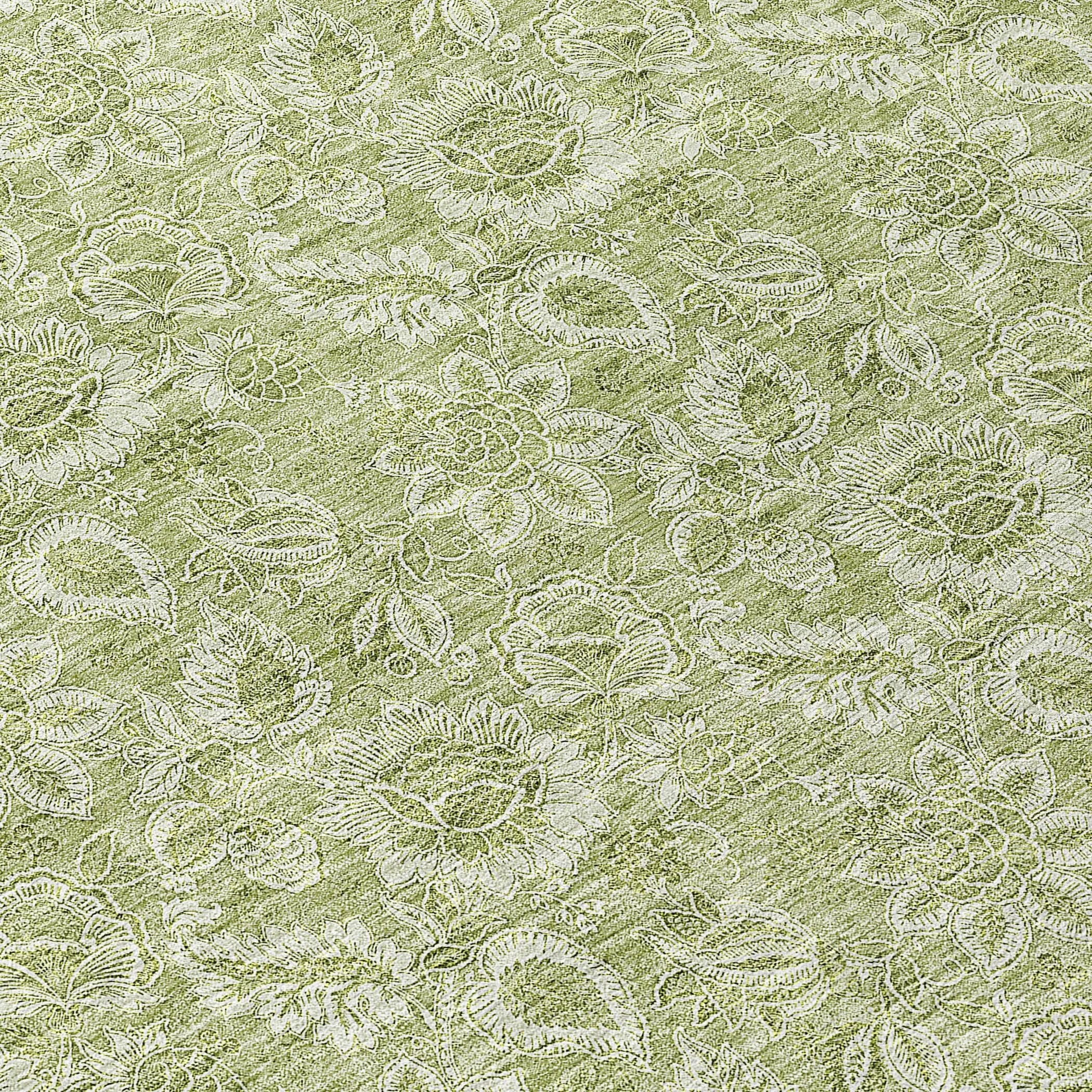 Machine Washable Indoor/ Outdoor Chantille Floral Farmhouse Rug