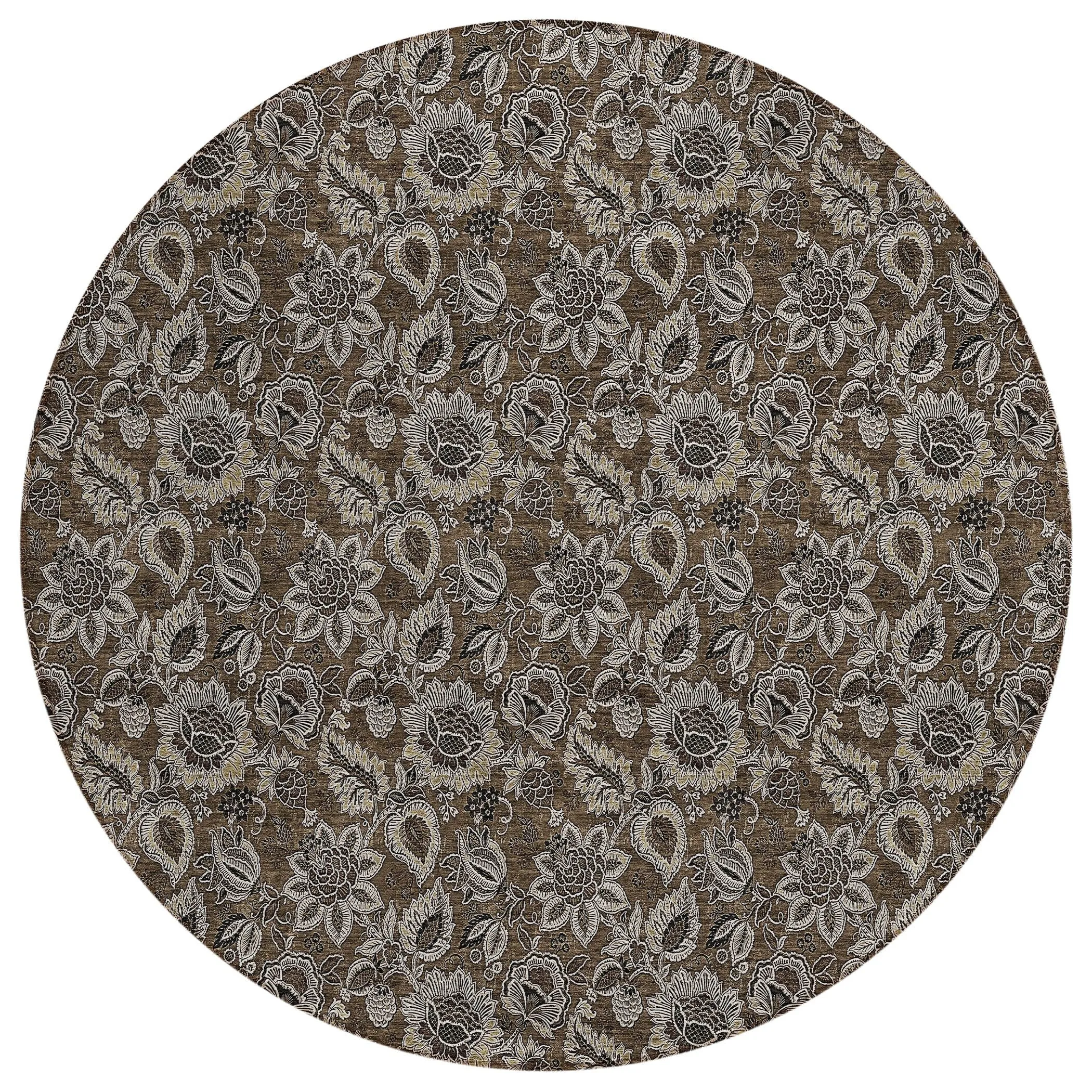 Machine Washable Indoor/ Outdoor Chantille Floral Farmhouse Rug