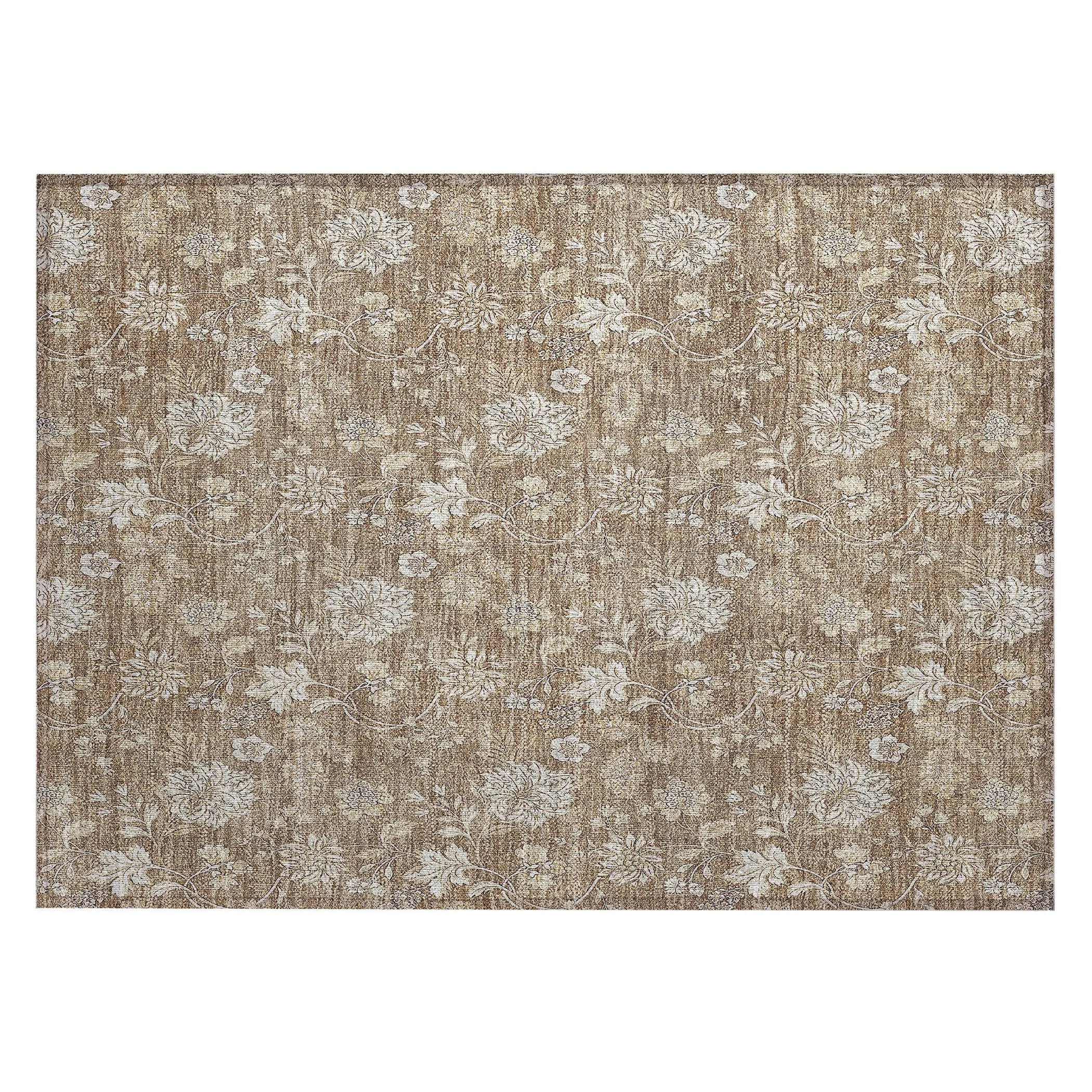 Machine Washable Indoor/ Outdoor Chantille Floral Farmhouse Rug
