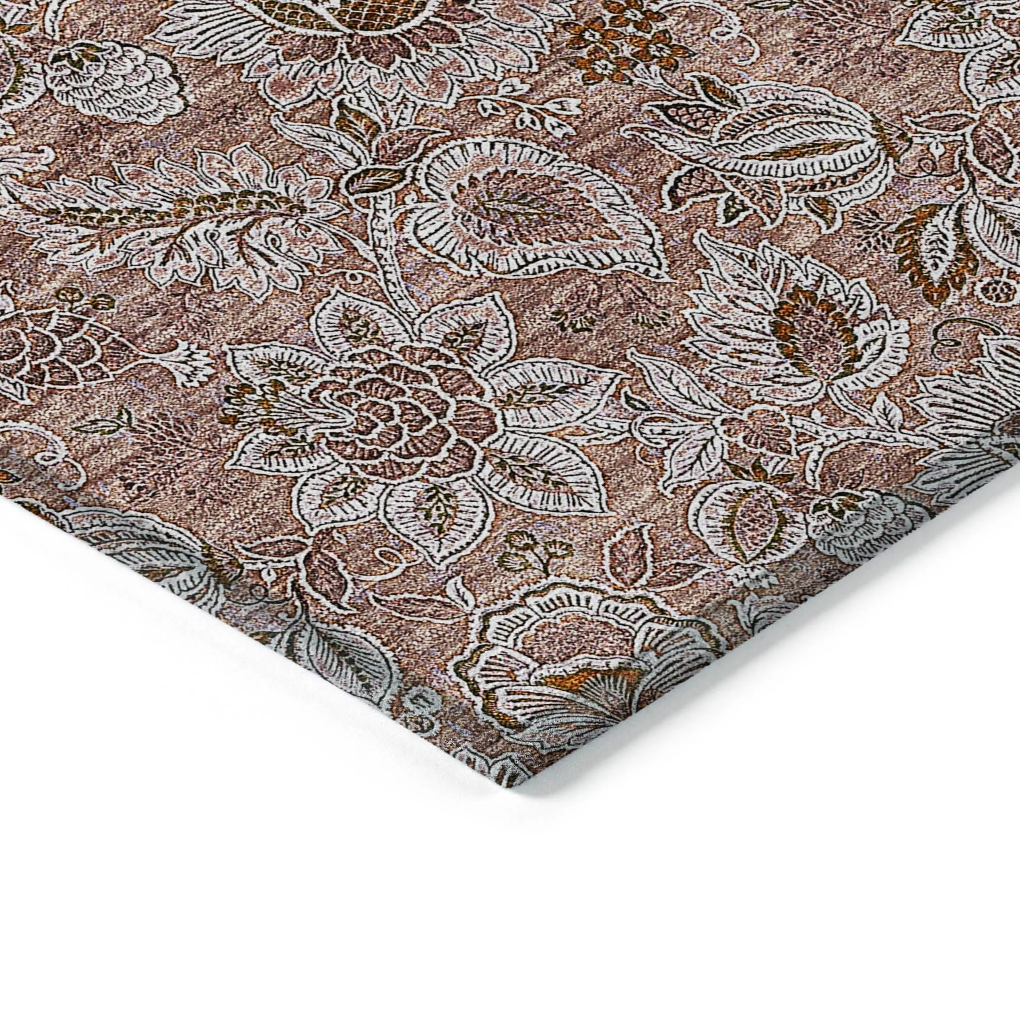 Machine Washable Indoor/ Outdoor Chantille Floral Farmhouse Rug