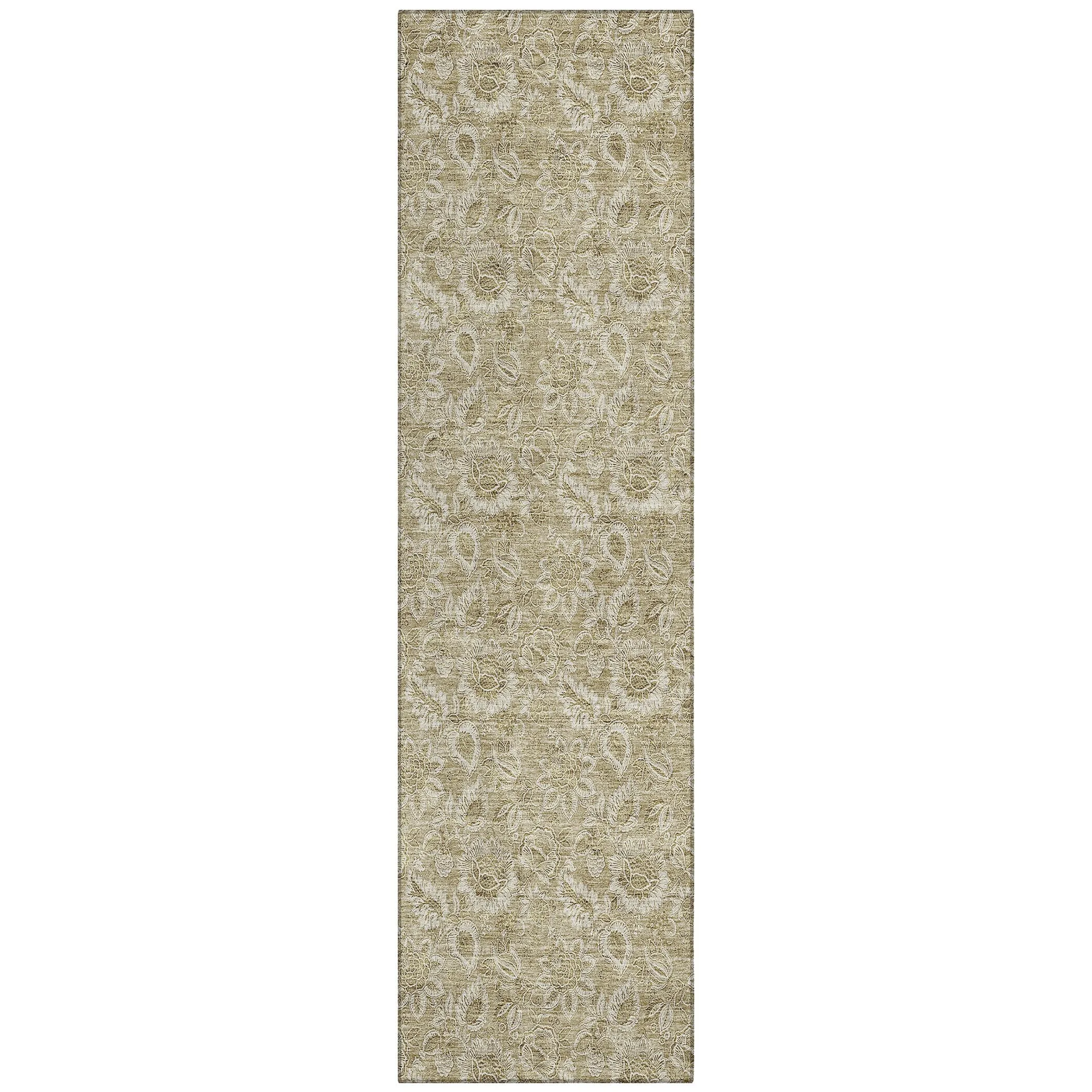 Machine Washable Indoor/ Outdoor Chantille Floral Farmhouse Rug