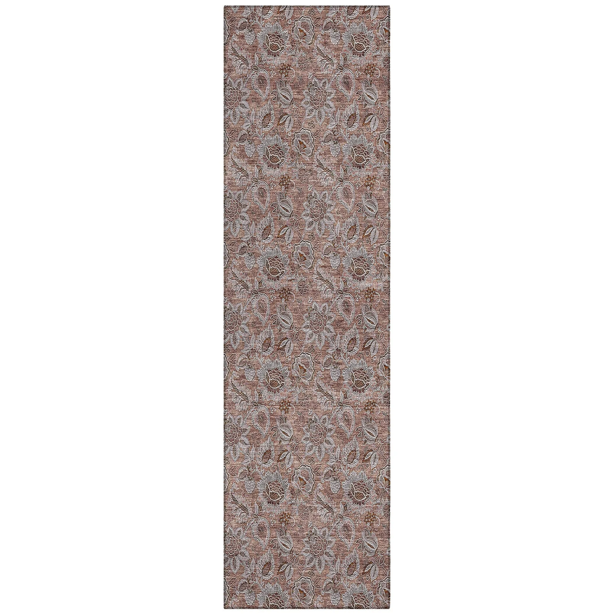 Machine Washable Indoor/ Outdoor Chantille Floral Farmhouse Rug