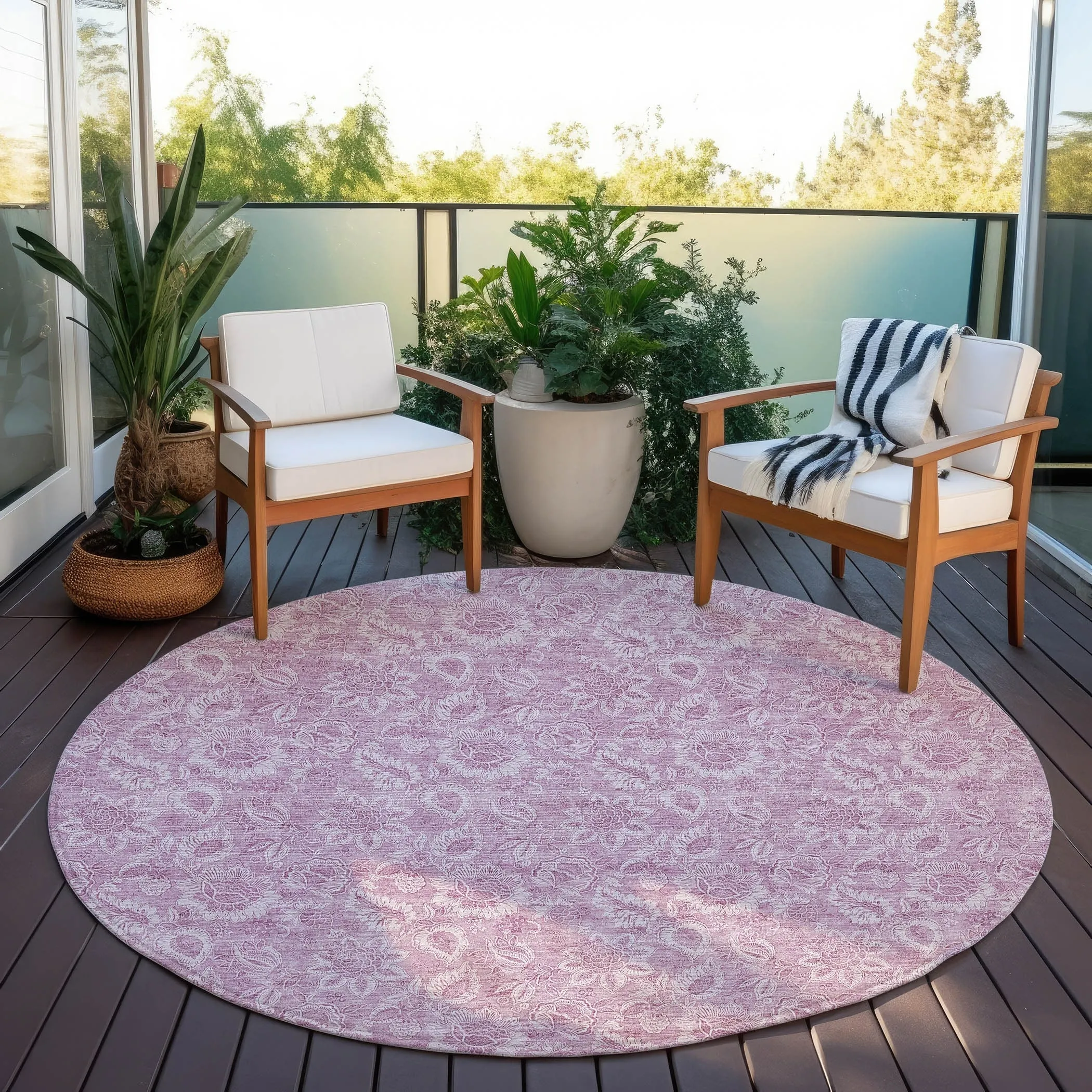 Machine Washable Indoor/ Outdoor Chantille Floral Farmhouse Rug