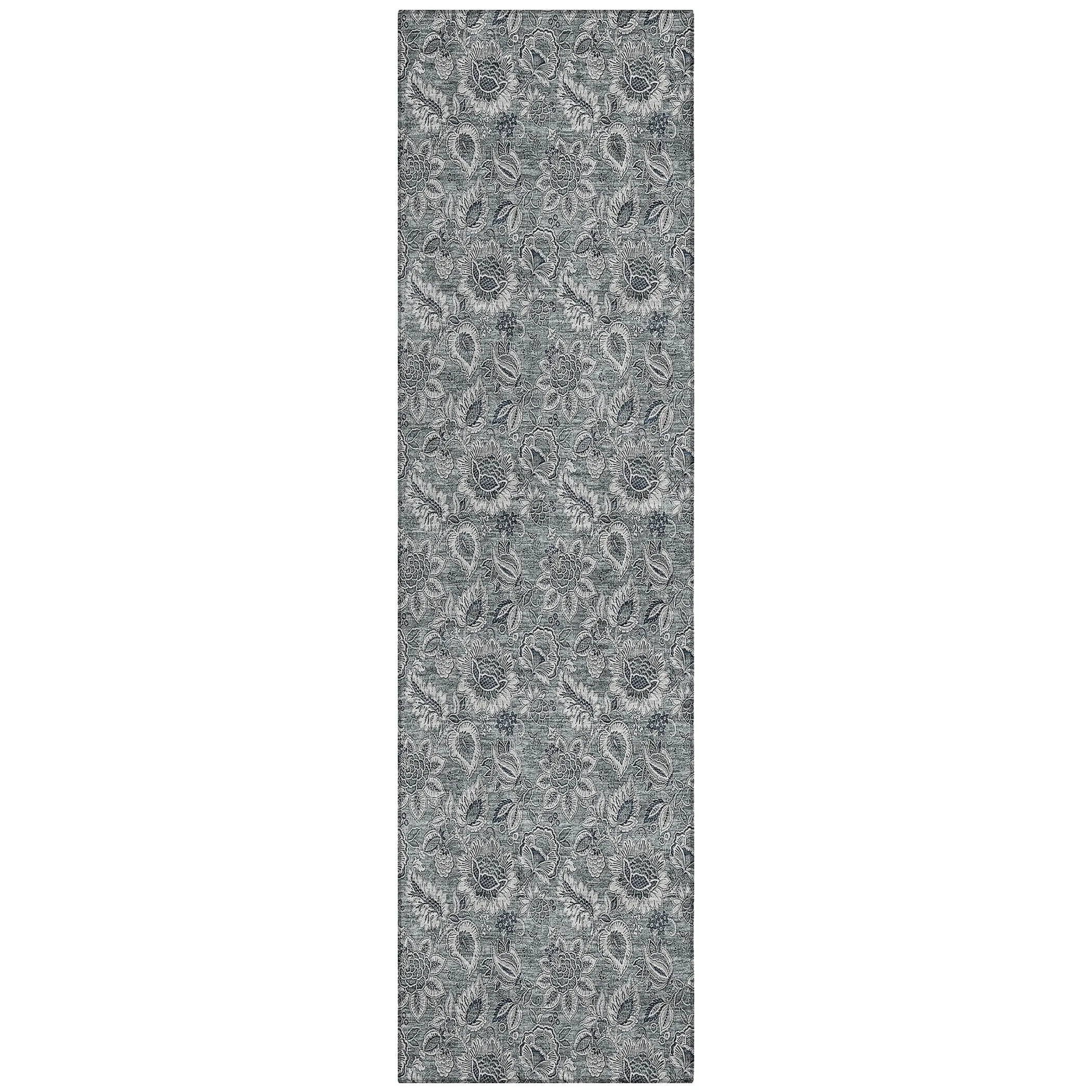 Machine Washable Indoor/ Outdoor Chantille Floral Farmhouse Rug