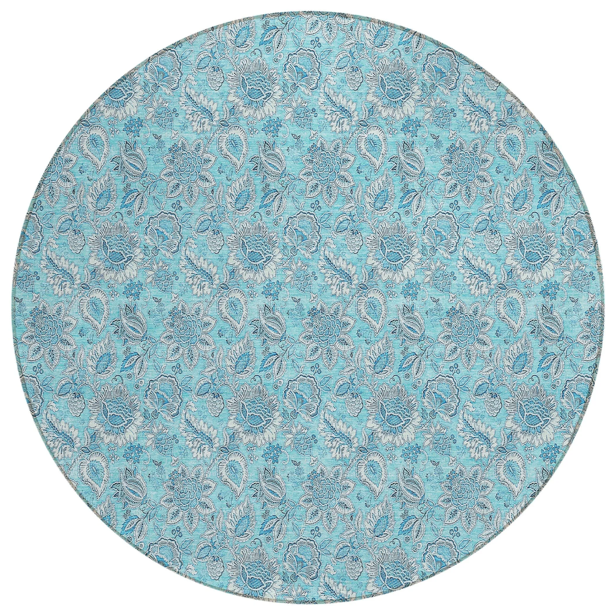 Machine Washable Indoor/ Outdoor Chantille Floral Farmhouse Rug