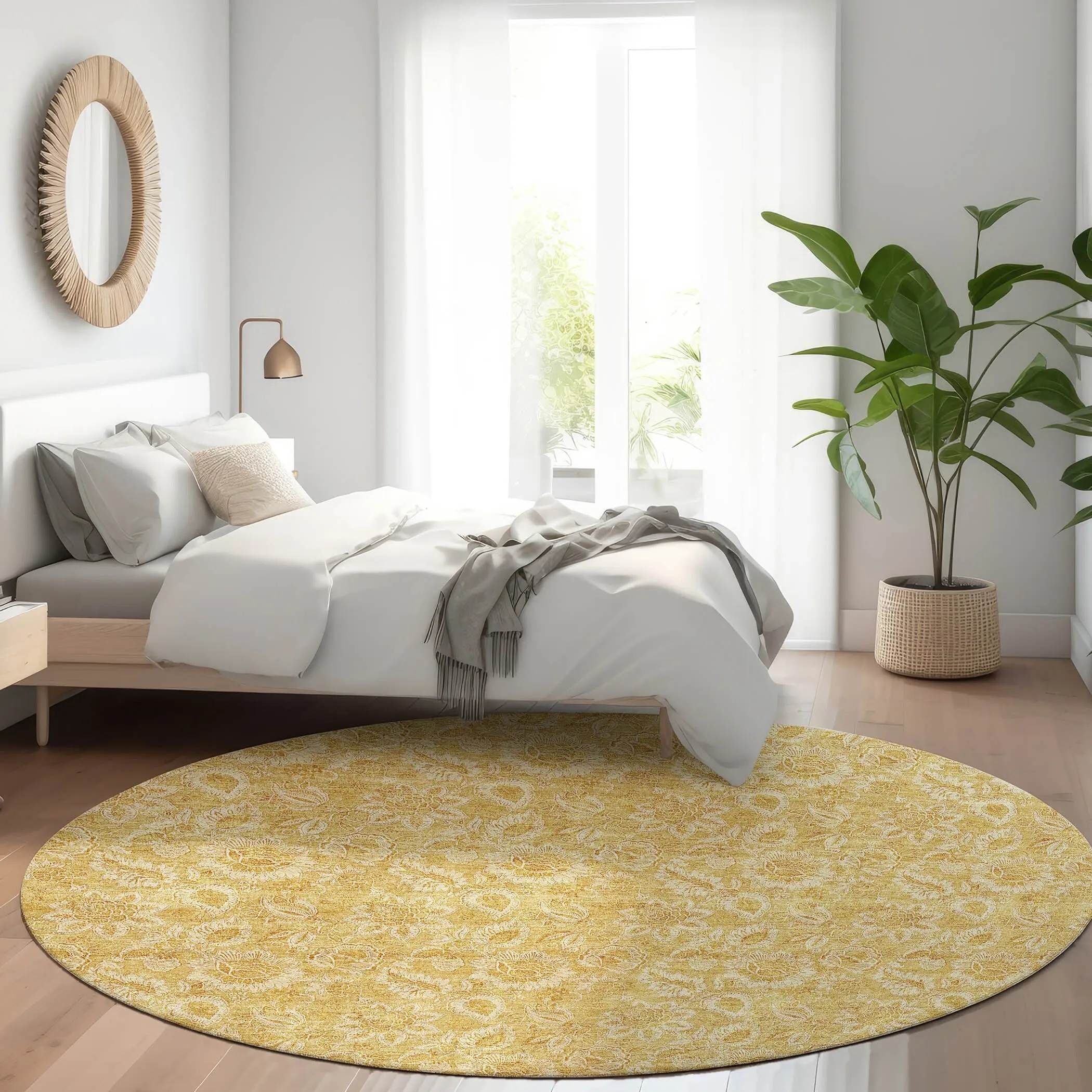 Machine Washable Indoor/ Outdoor Chantille Floral Farmhouse Rug