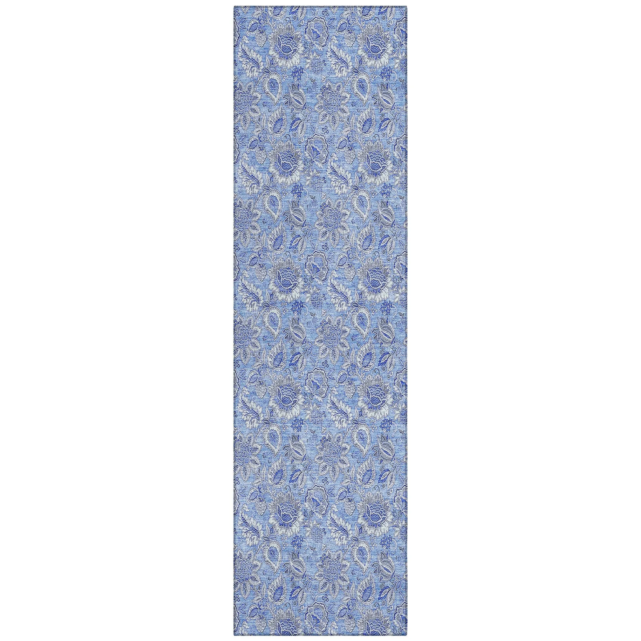 Machine Washable Indoor/ Outdoor Chantille Floral Farmhouse Rug