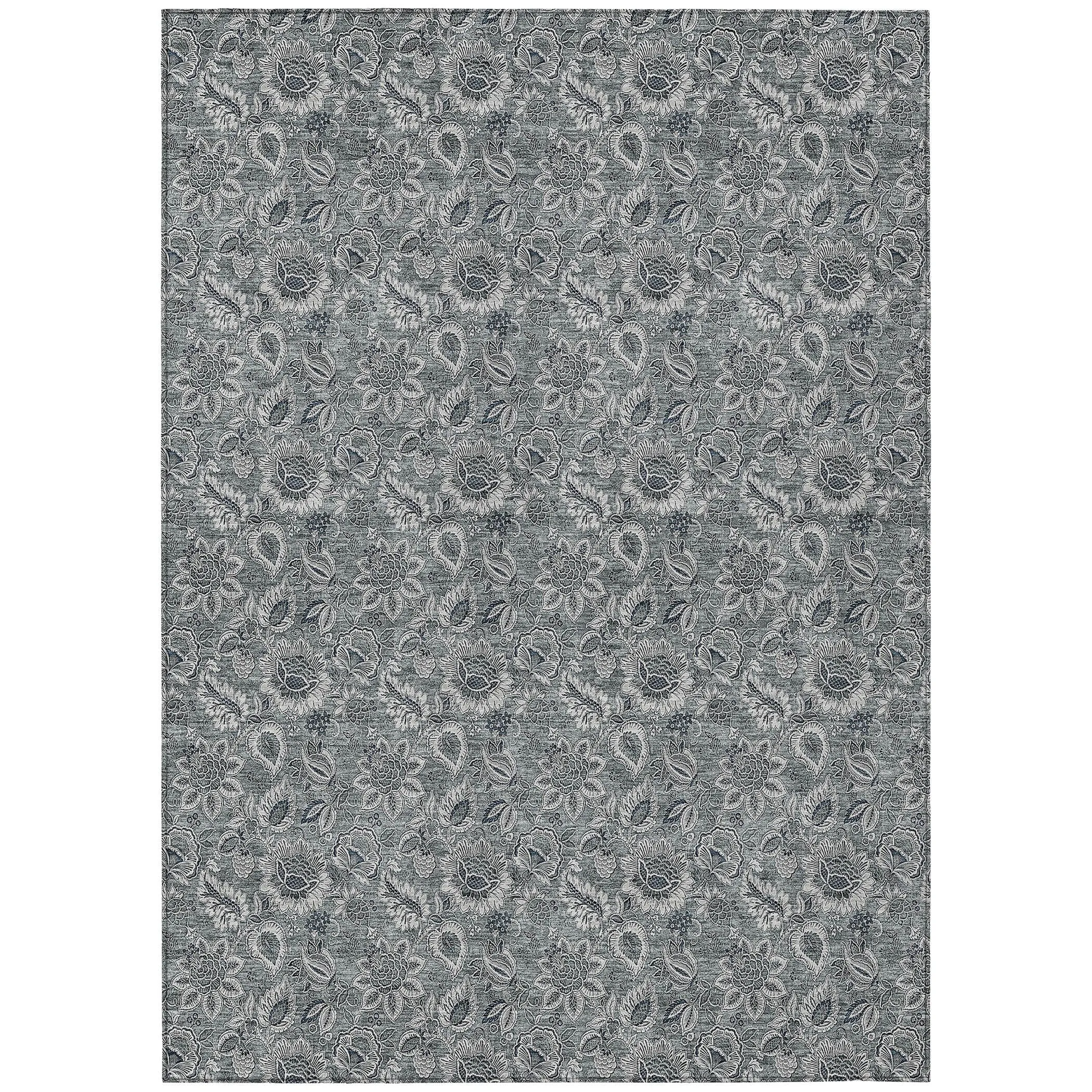 Machine Washable Indoor/ Outdoor Chantille Floral Farmhouse Rug