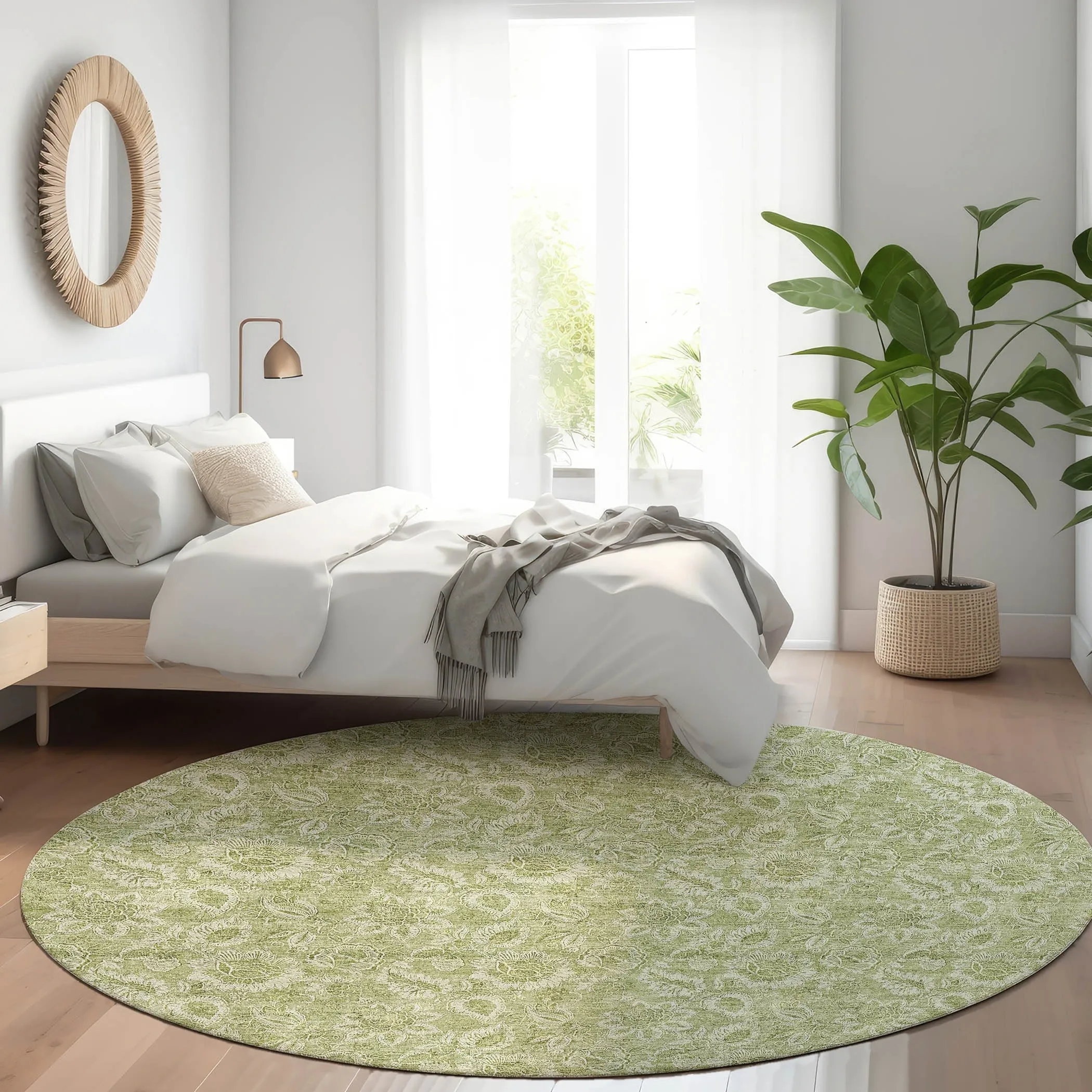 Machine Washable Indoor/ Outdoor Chantille Floral Farmhouse Rug