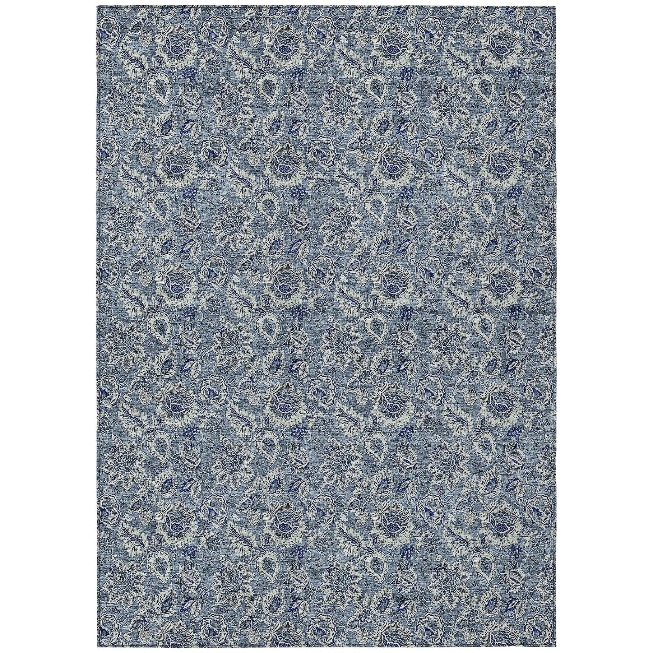 Machine Washable Indoor/ Outdoor Chantille Floral Farmhouse Rug