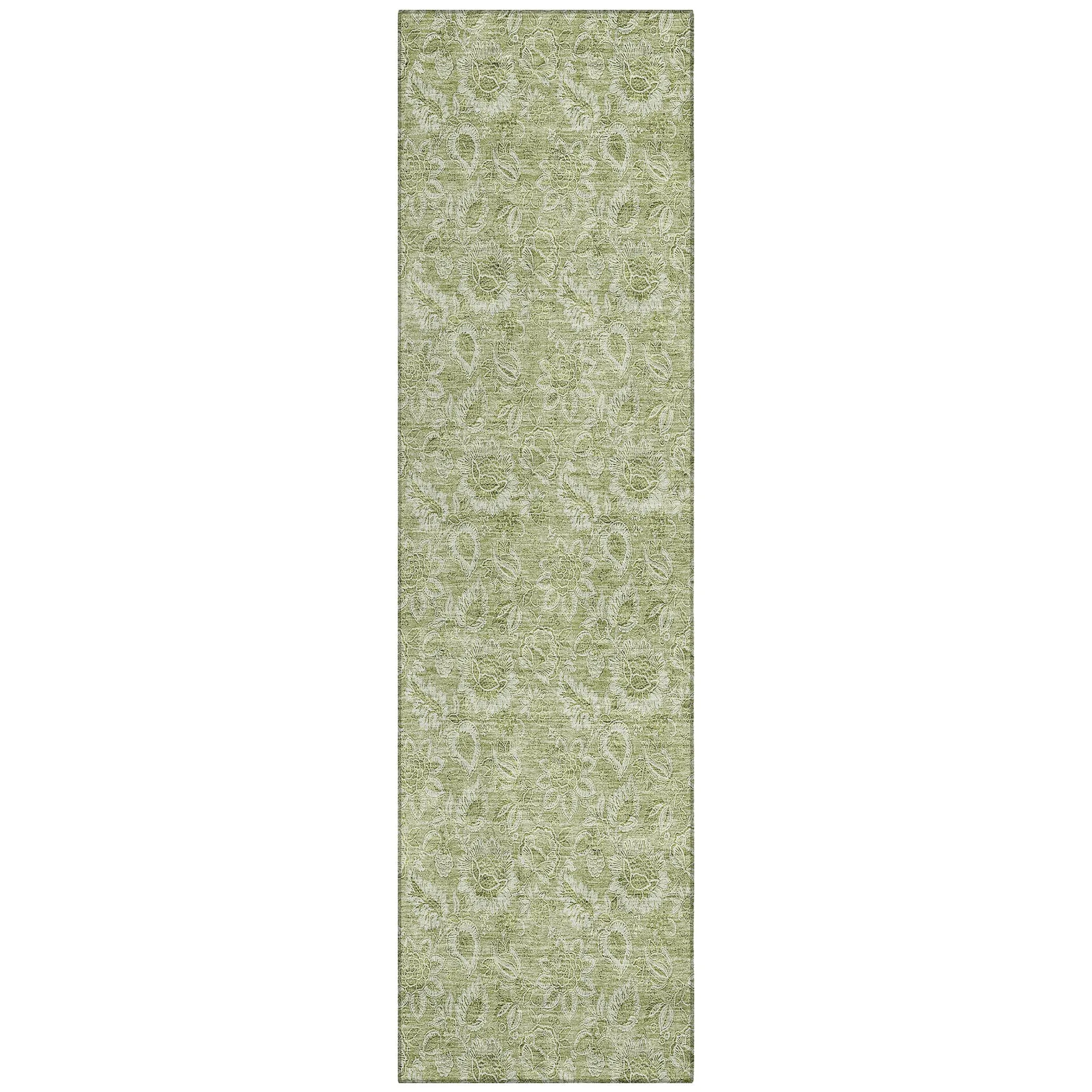 Machine Washable Indoor/ Outdoor Chantille Floral Farmhouse Rug