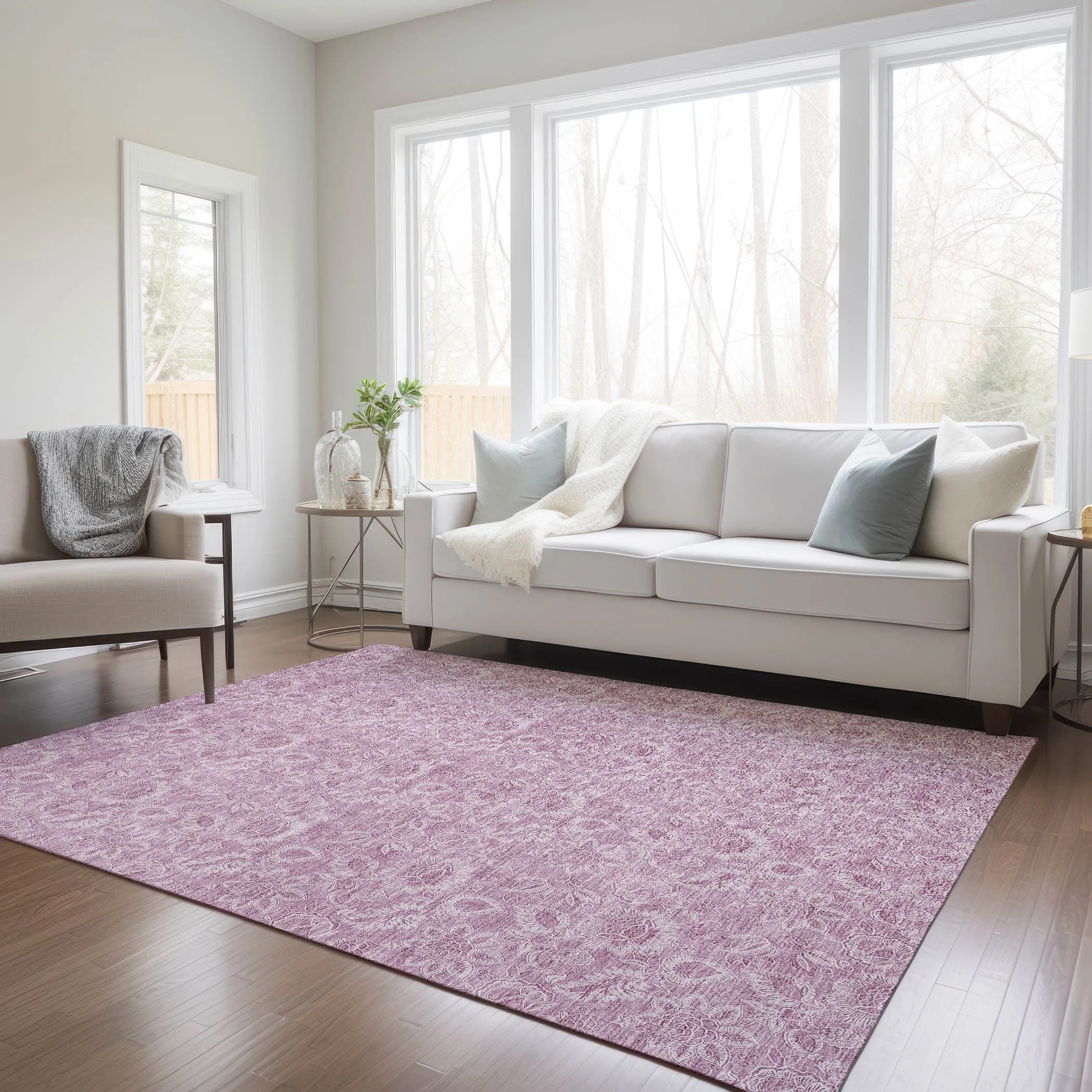 Machine Washable Indoor/ Outdoor Chantille Floral Farmhouse Rug