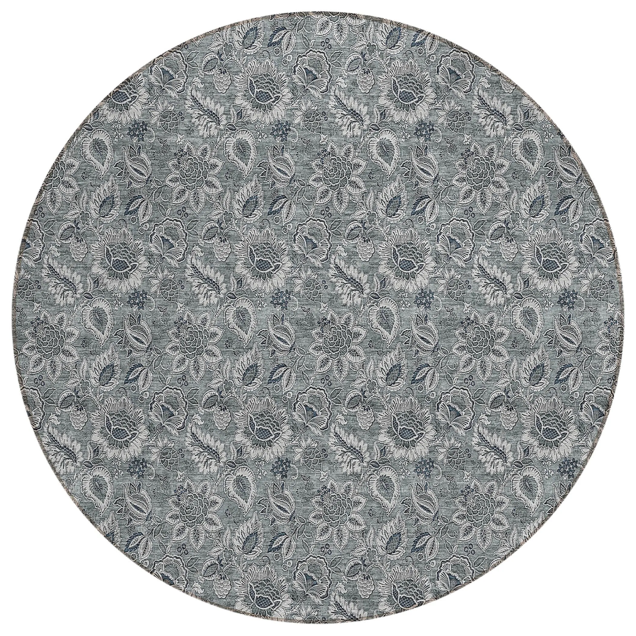 Machine Washable Indoor/ Outdoor Chantille Floral Farmhouse Rug