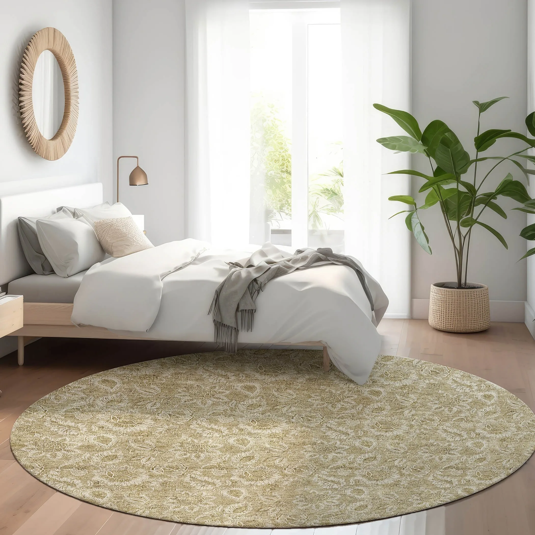 Machine Washable Indoor/ Outdoor Chantille Floral Farmhouse Rug