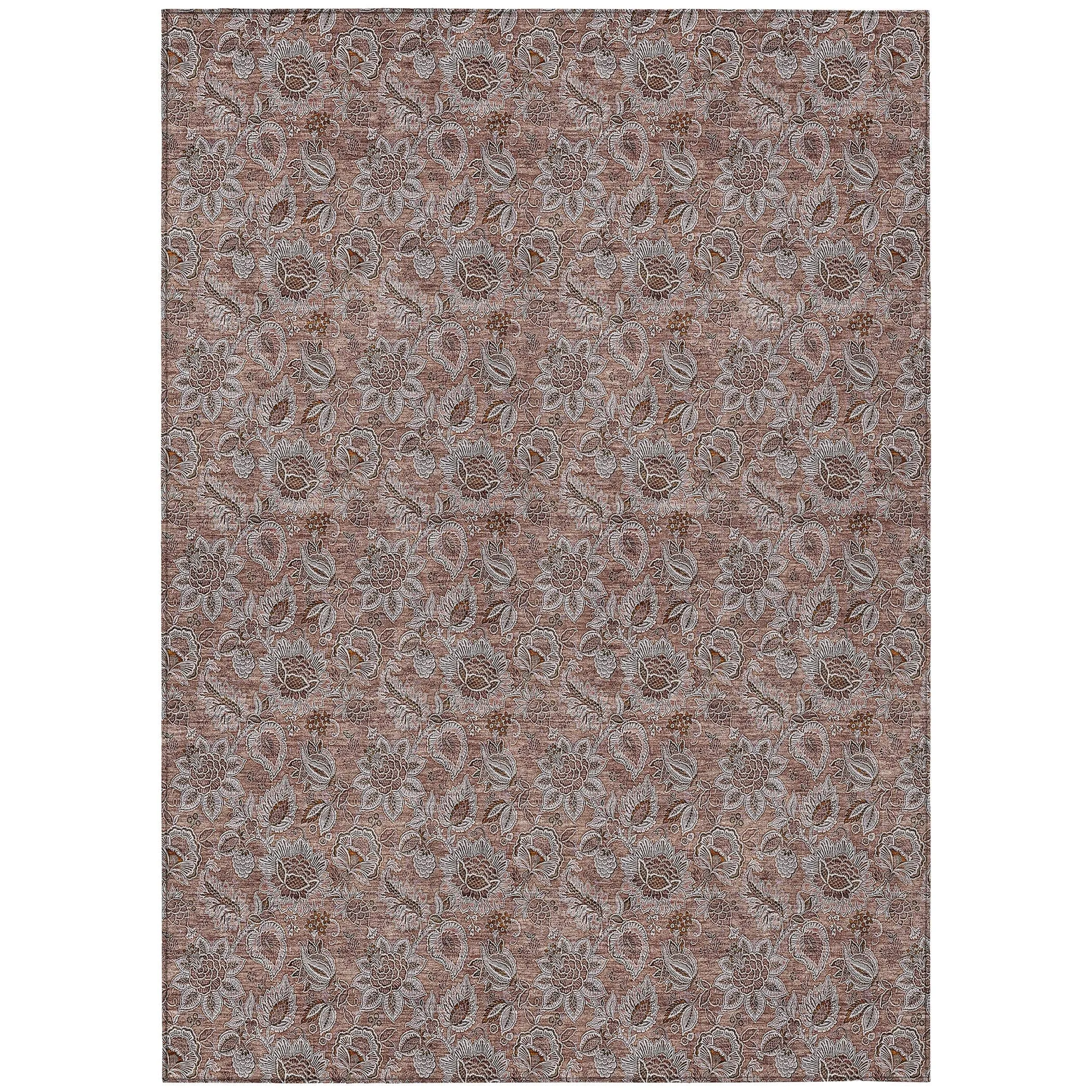 Machine Washable Indoor/ Outdoor Chantille Floral Farmhouse Rug