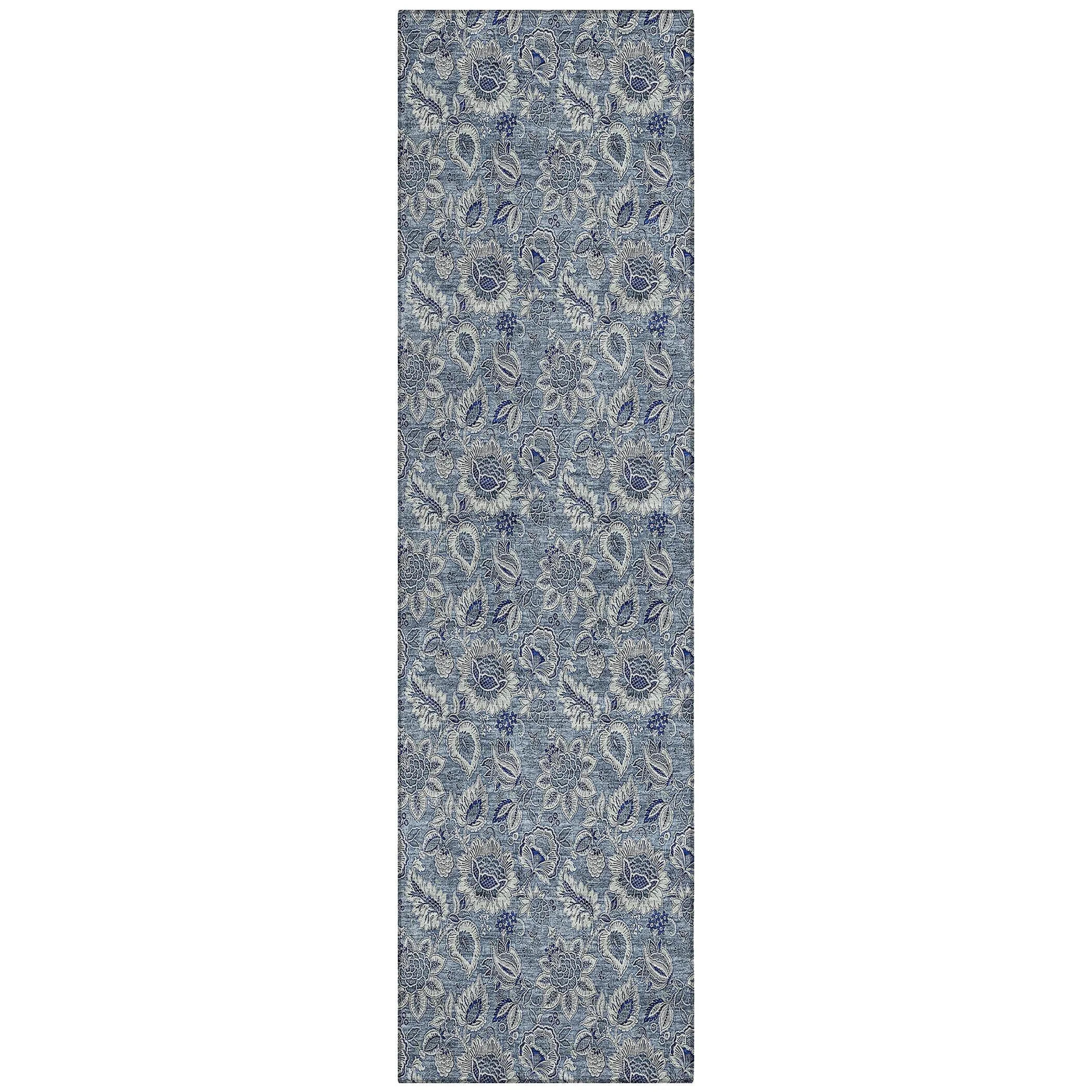 Machine Washable Indoor/ Outdoor Chantille Floral Farmhouse Rug