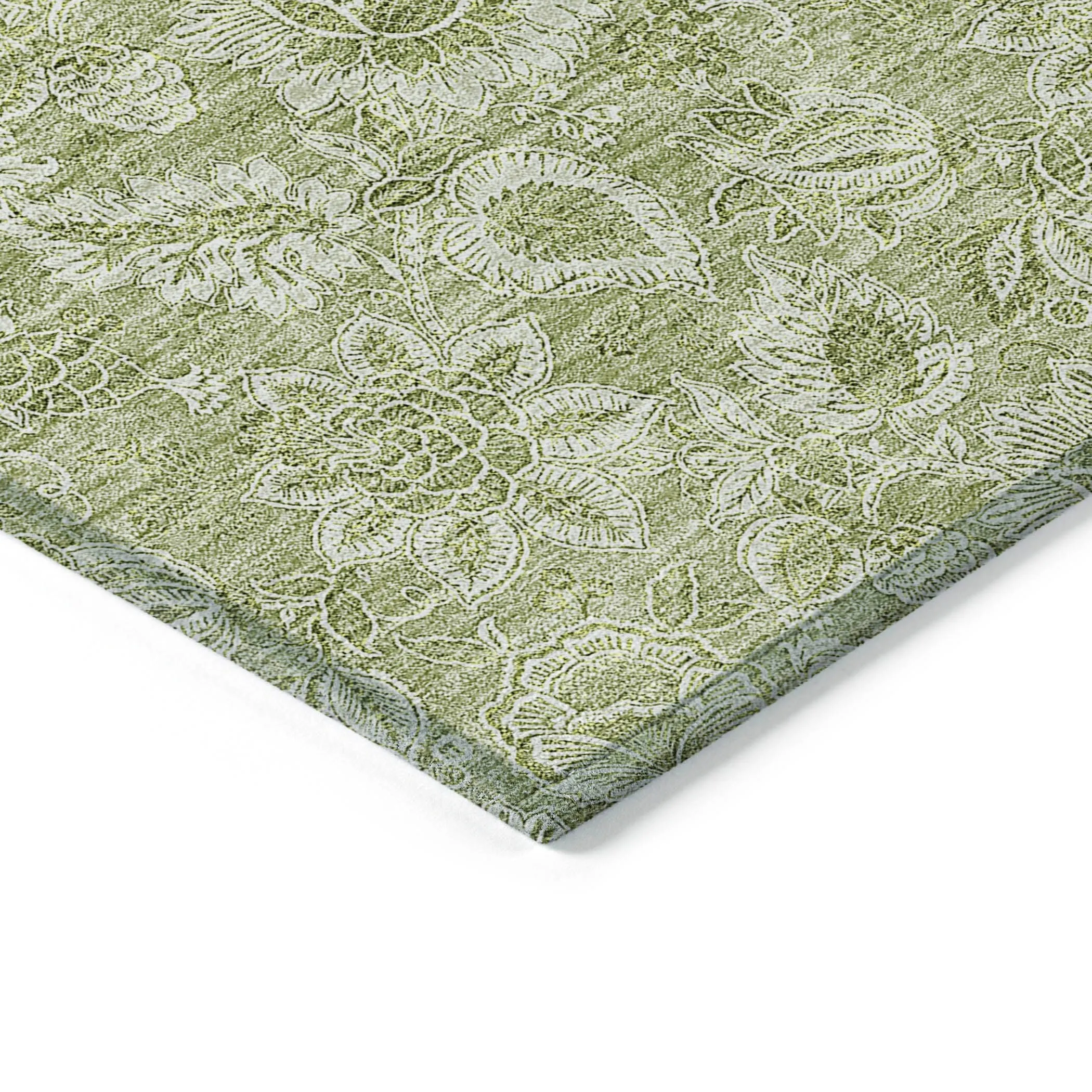 Machine Washable Indoor/ Outdoor Chantille Floral Farmhouse Rug