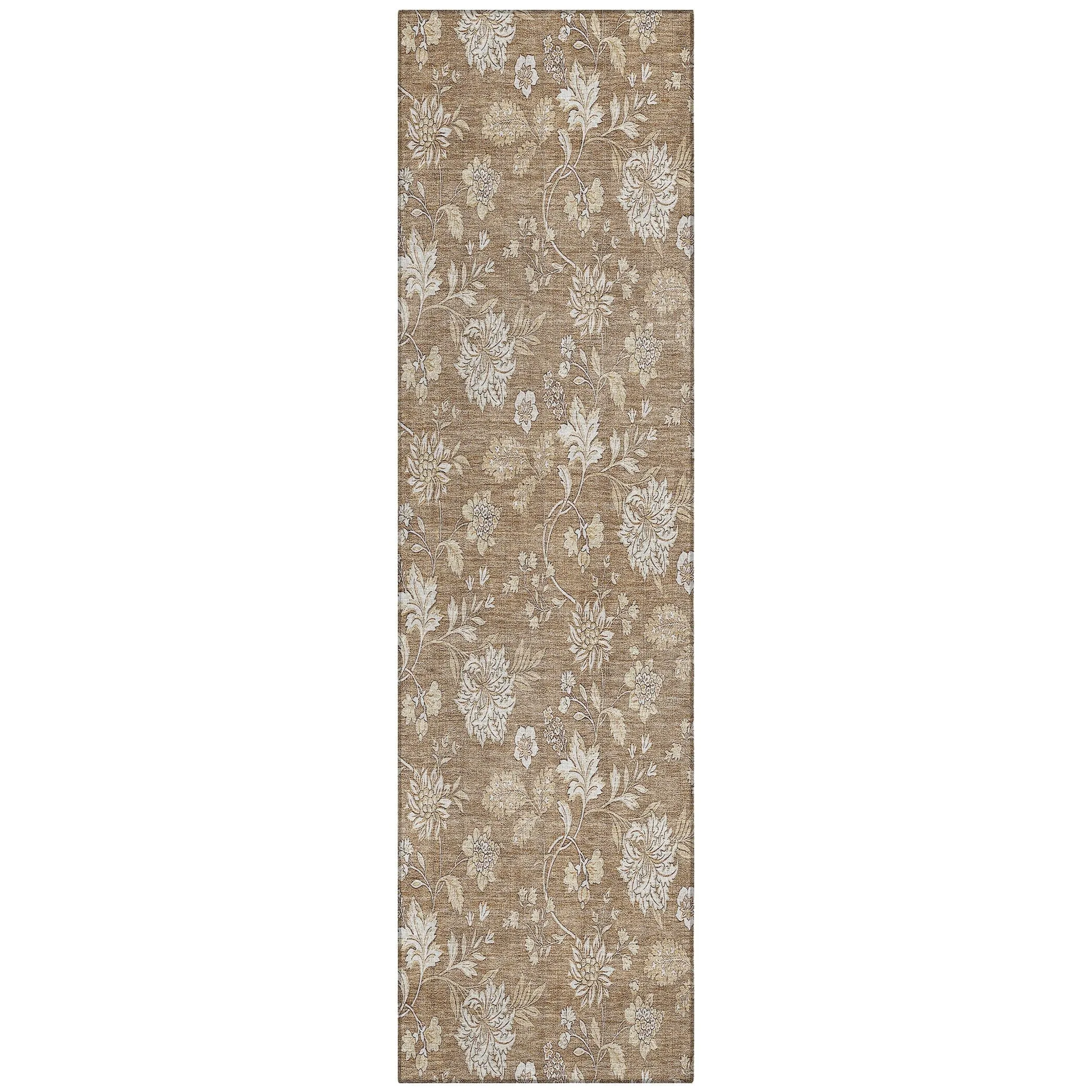 Machine Washable Indoor/ Outdoor Chantille Floral Farmhouse Rug