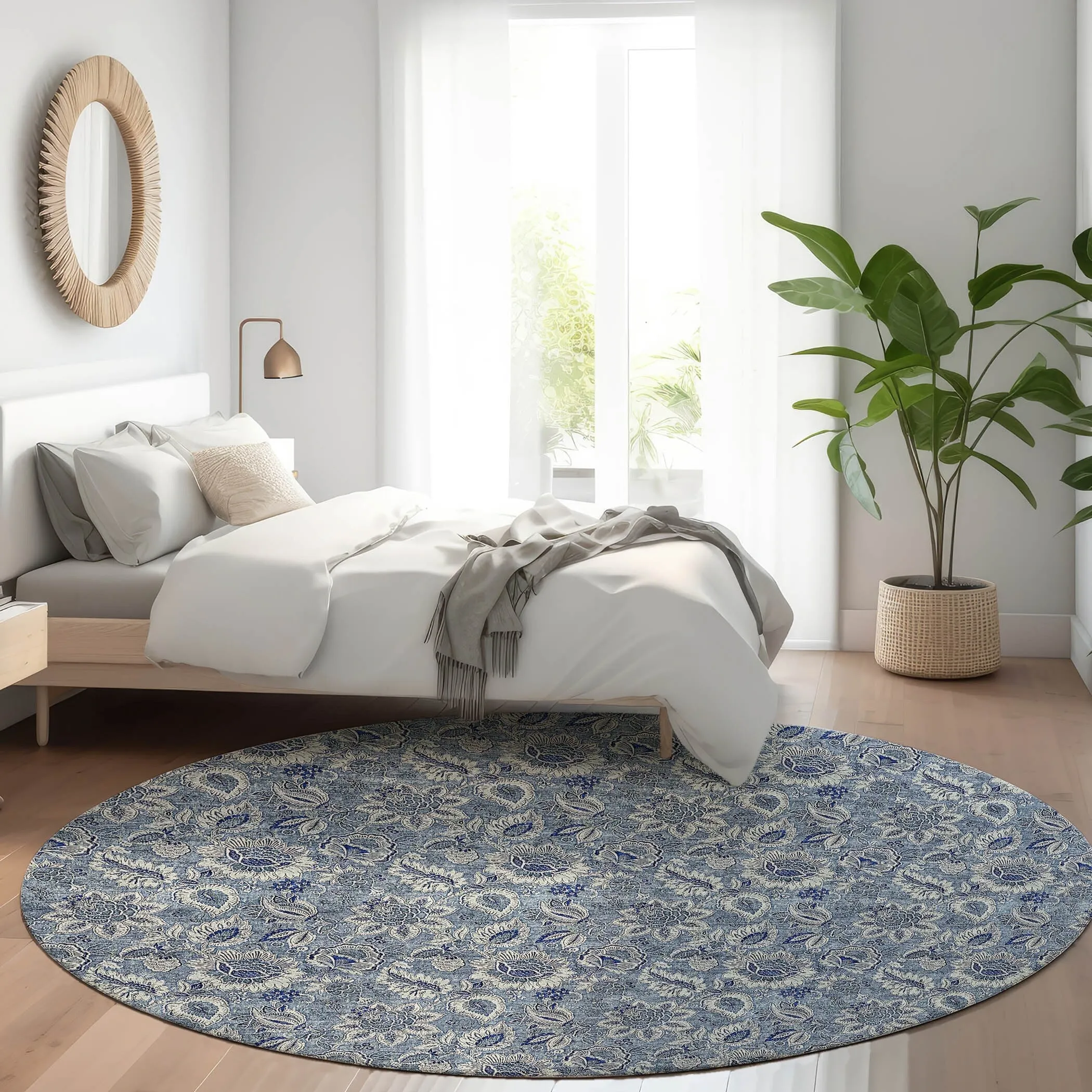 Machine Washable Indoor/ Outdoor Chantille Floral Farmhouse Rug
