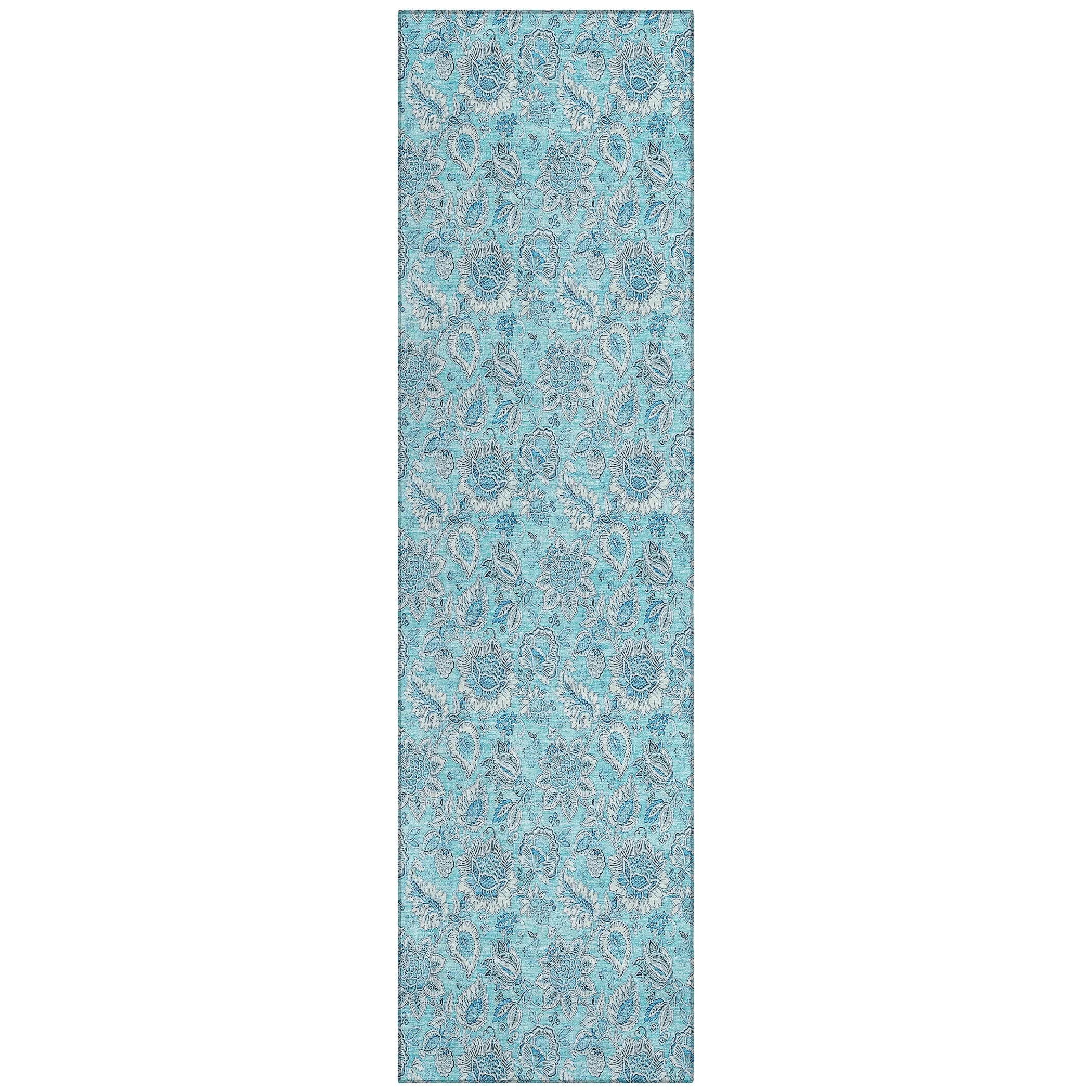 Machine Washable Indoor/ Outdoor Chantille Floral Farmhouse Rug