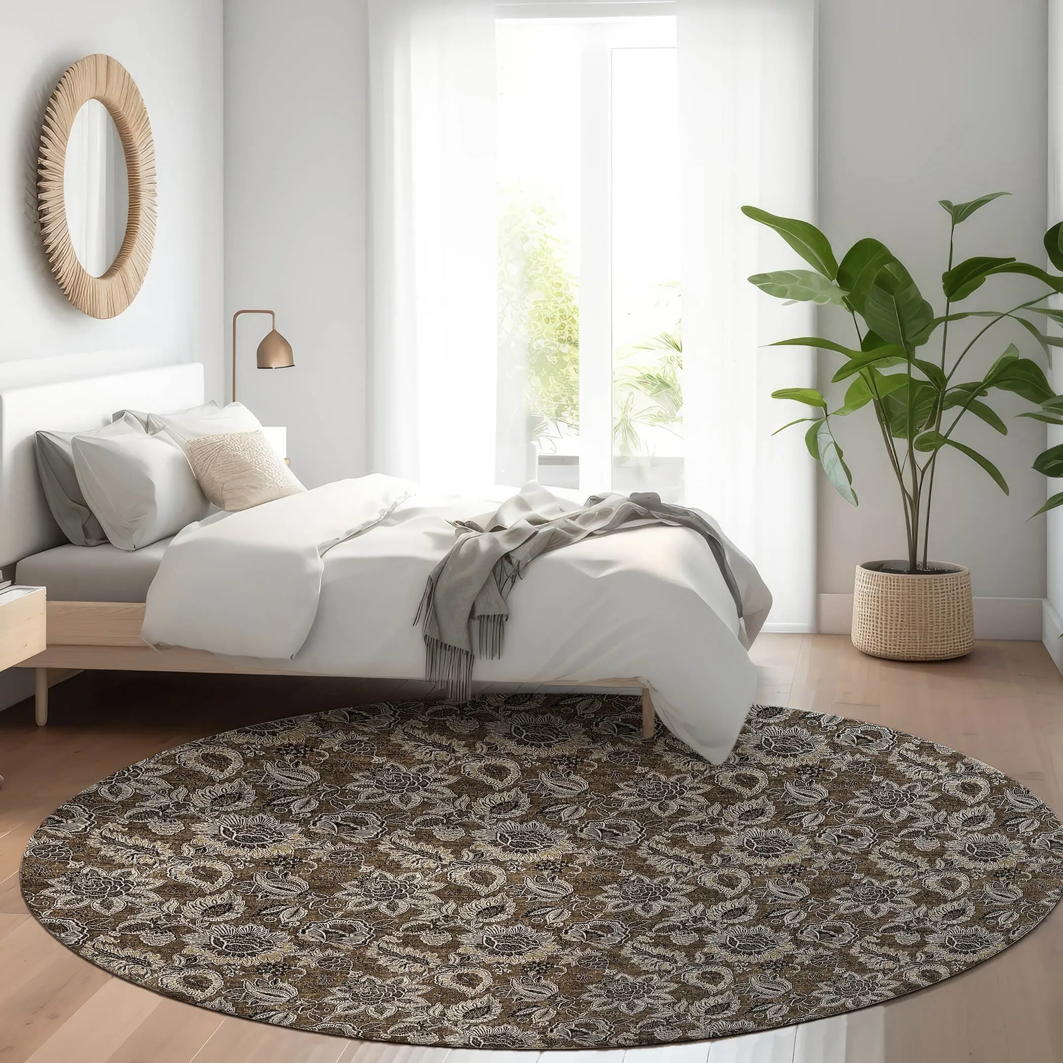 Machine Washable Indoor/ Outdoor Chantille Floral Farmhouse Rug