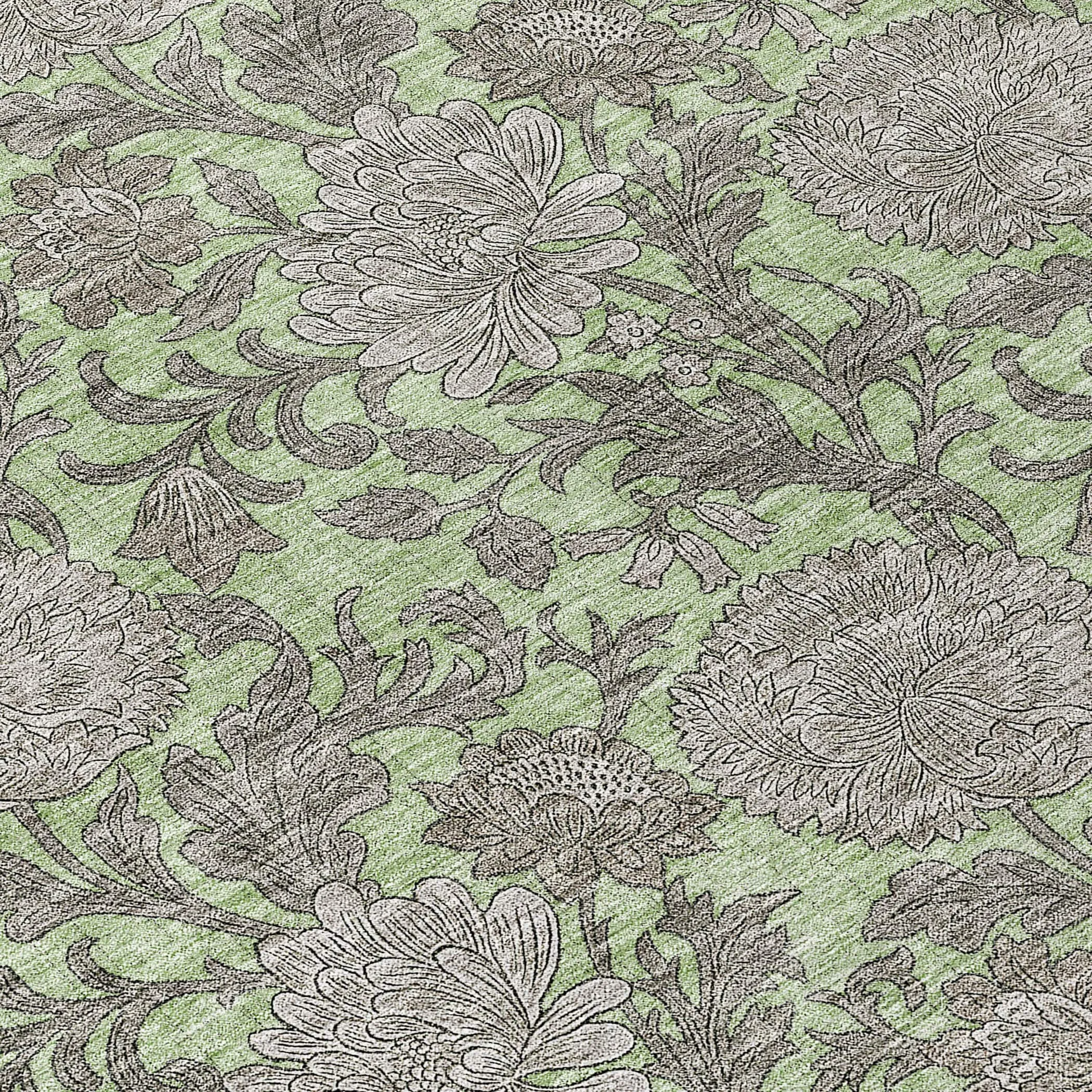 Machine Washable Indoor/ Outdoor Chantille Floral Rug