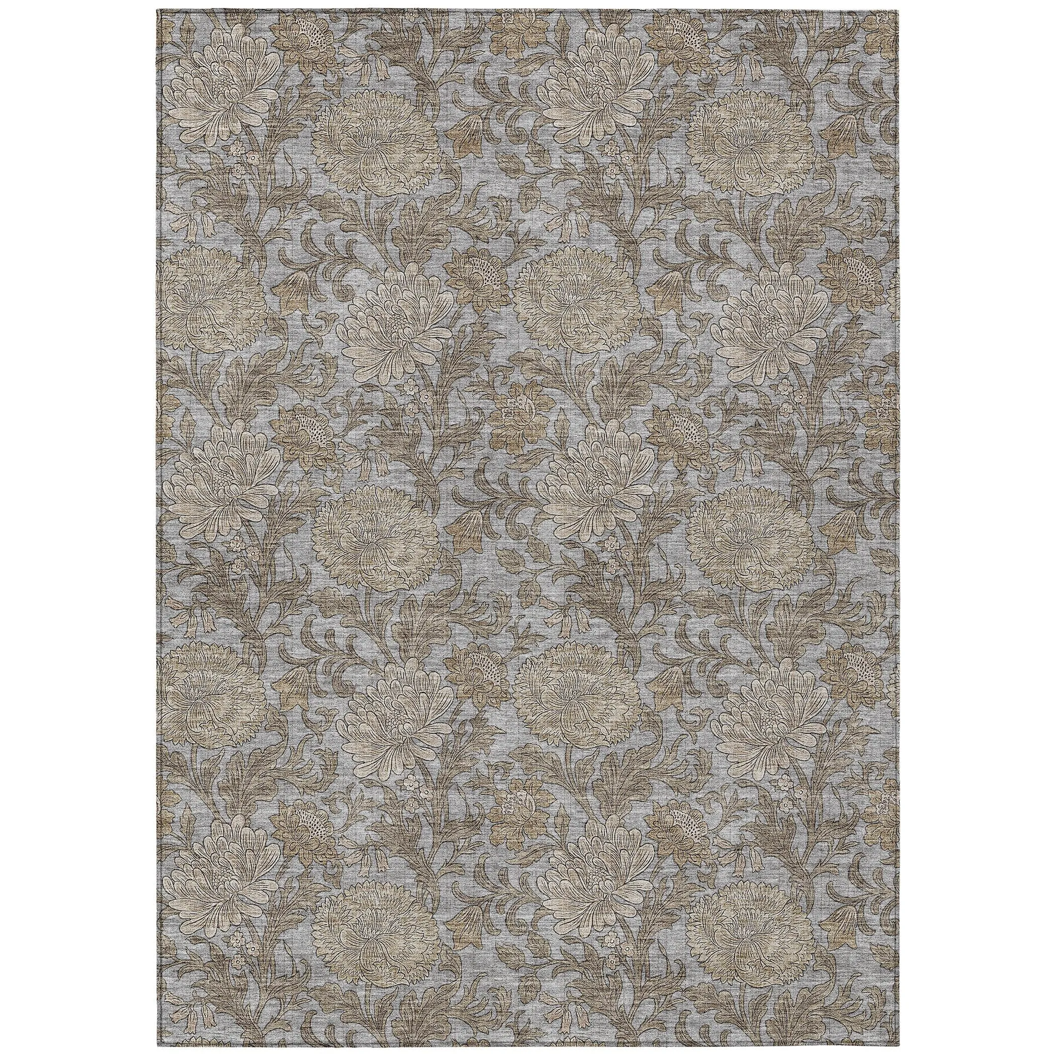 Machine Washable Indoor/ Outdoor Chantille Floral Rug
