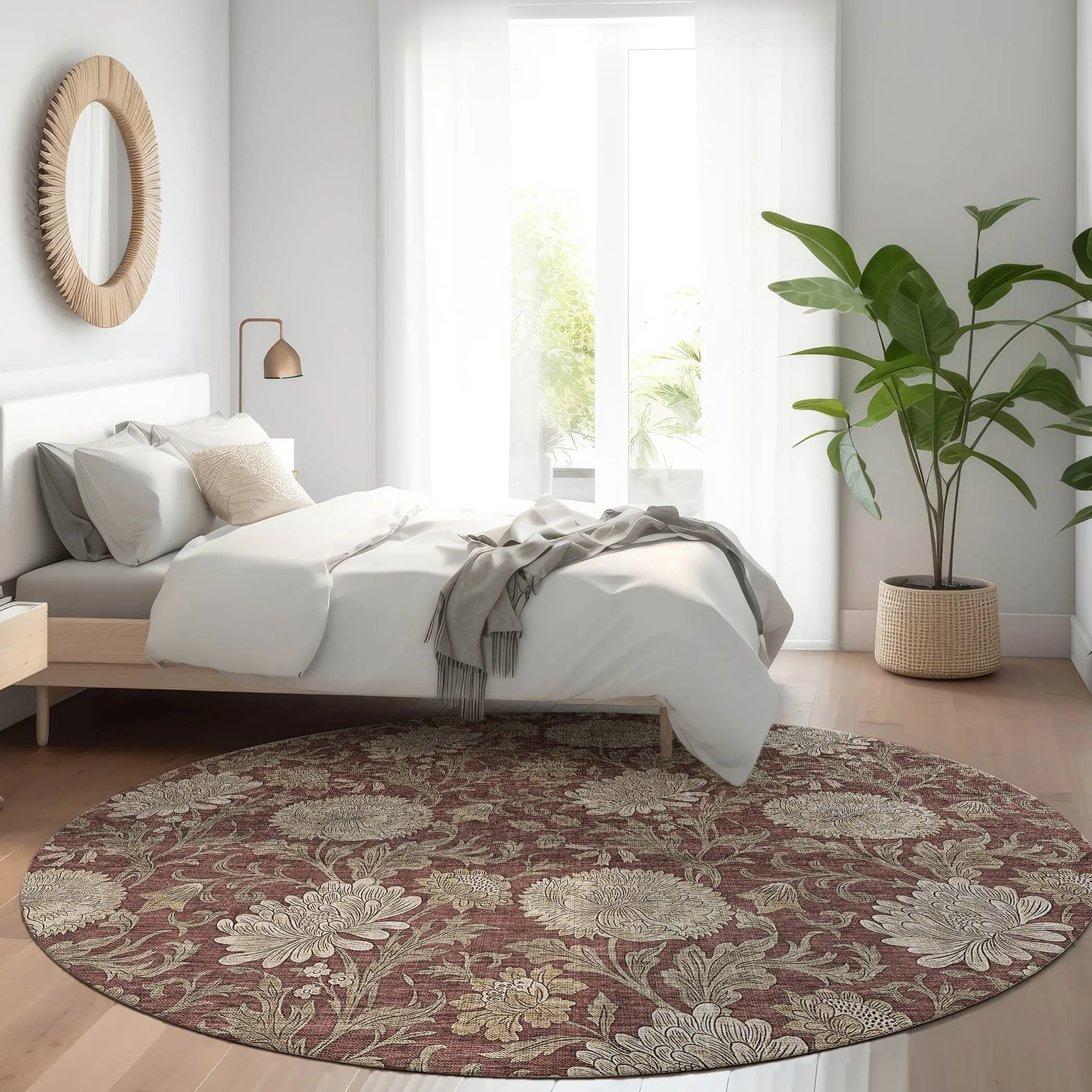 Machine Washable Indoor/ Outdoor Chantille Floral Rug
