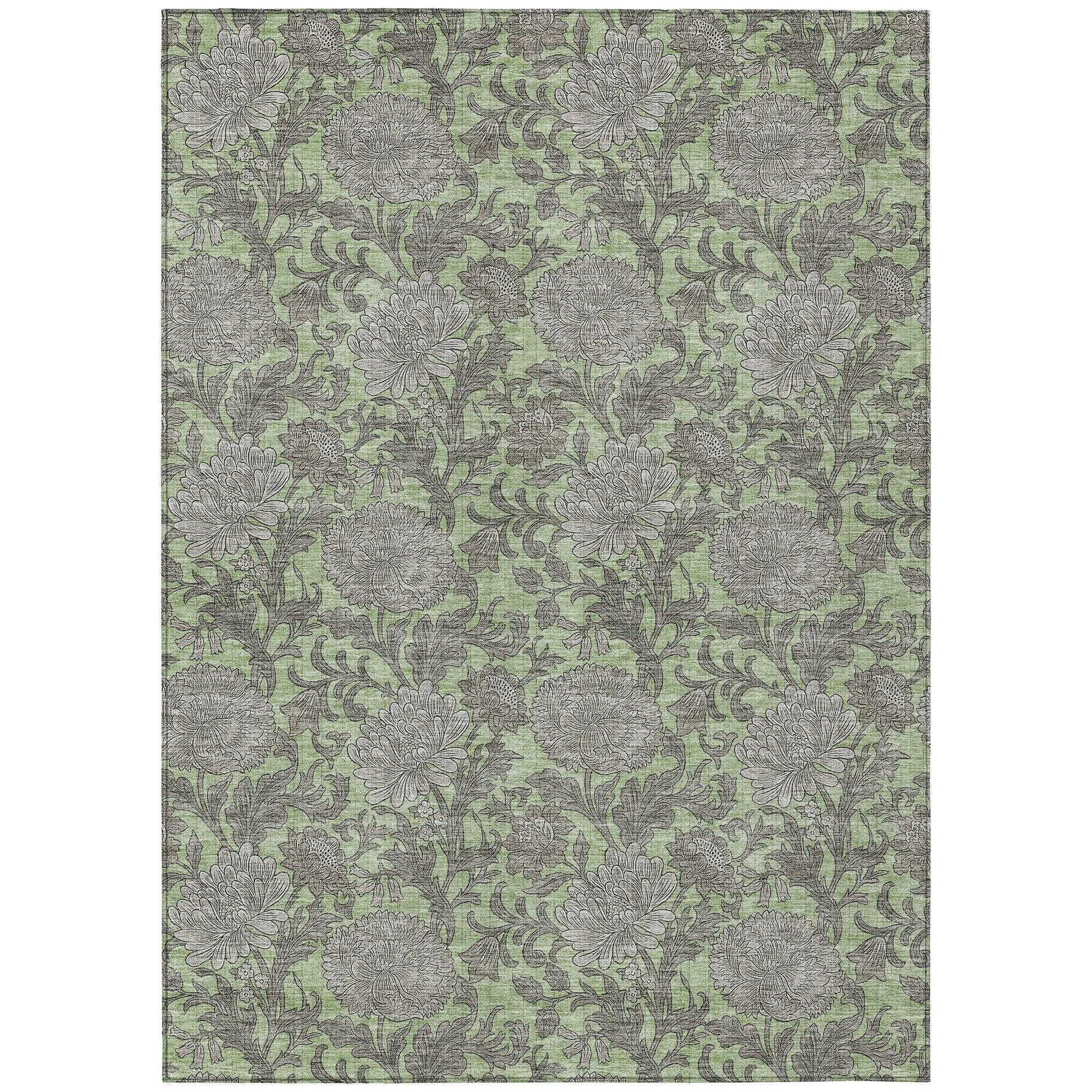 Machine Washable Indoor/ Outdoor Chantille Floral Rug