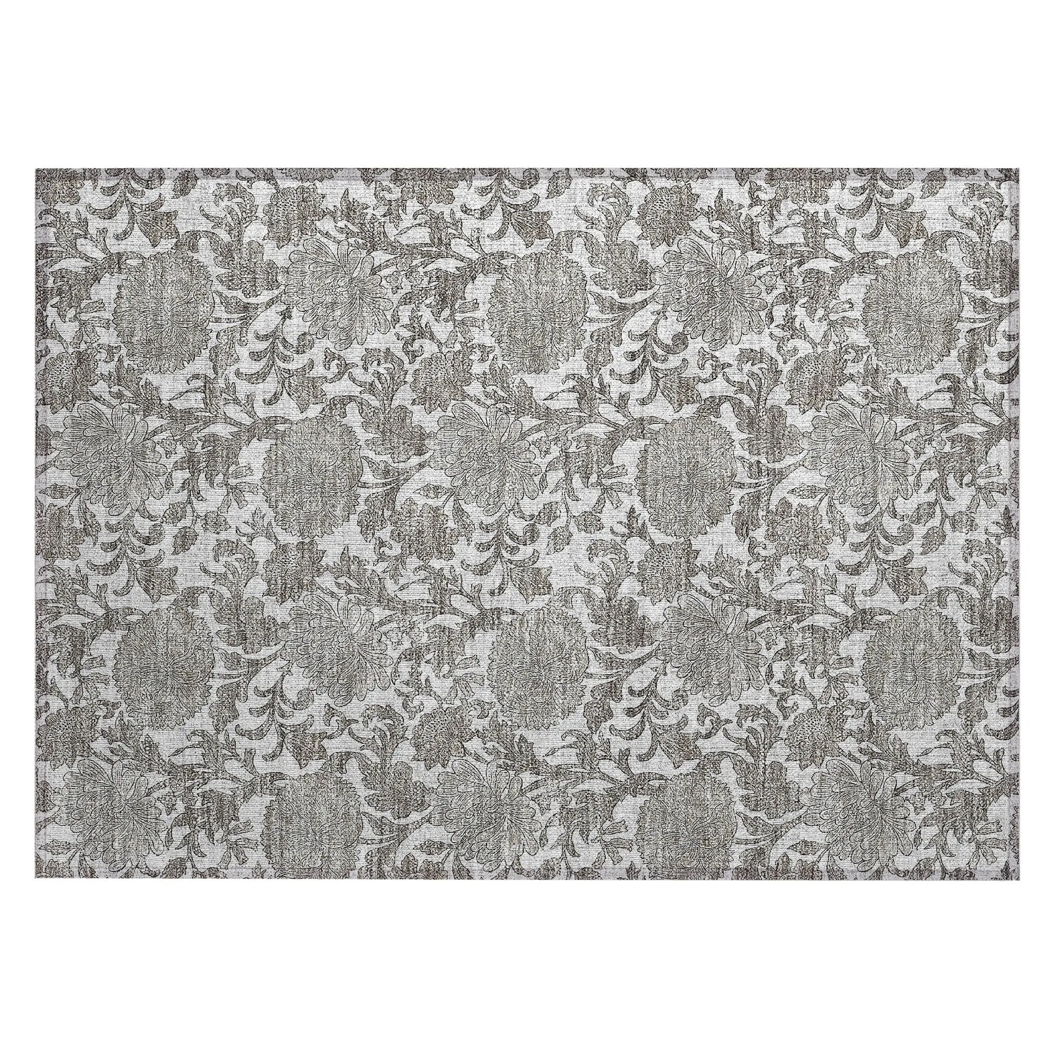 Machine Washable Indoor/ Outdoor Chantille Floral Rug