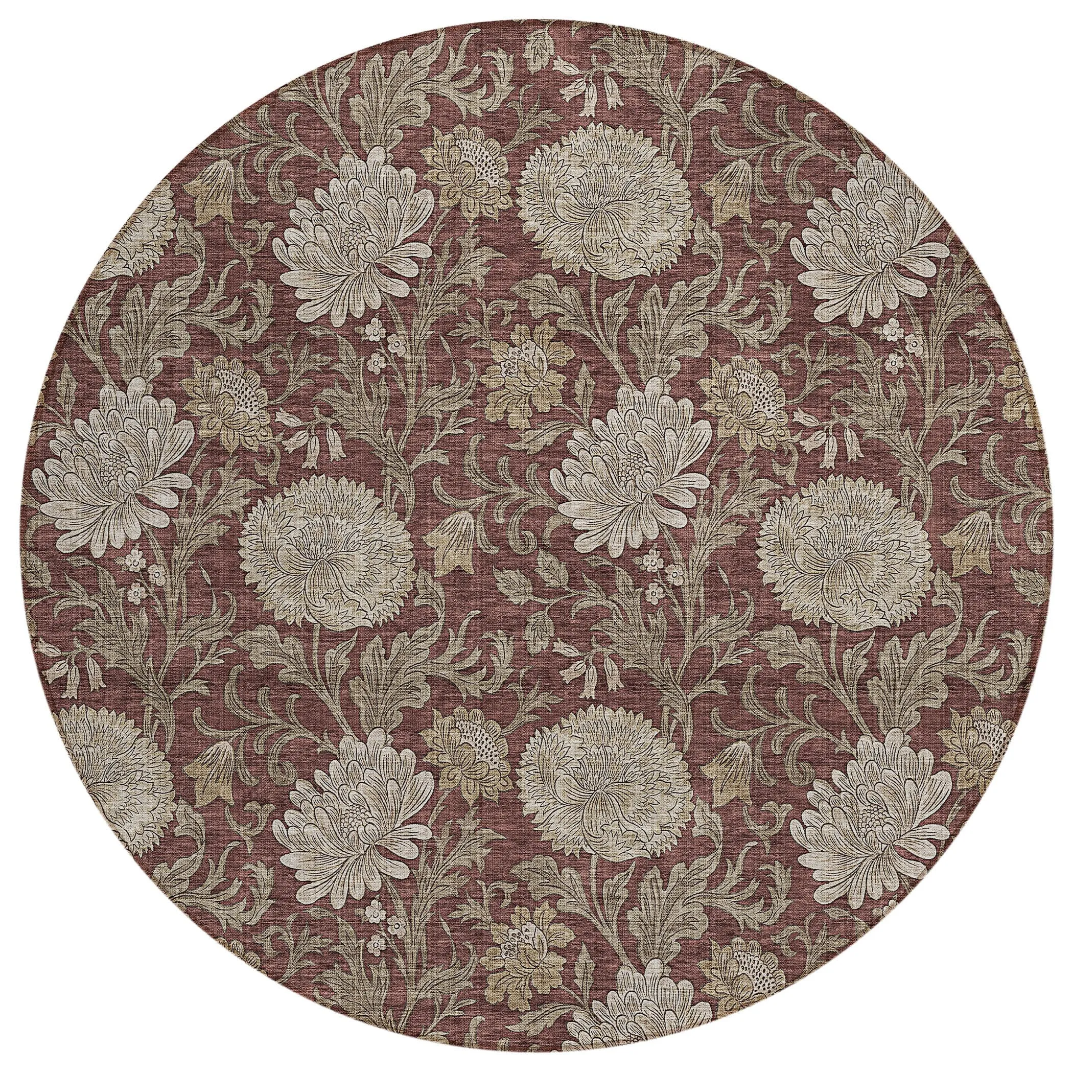Machine Washable Indoor/ Outdoor Chantille Floral Rug