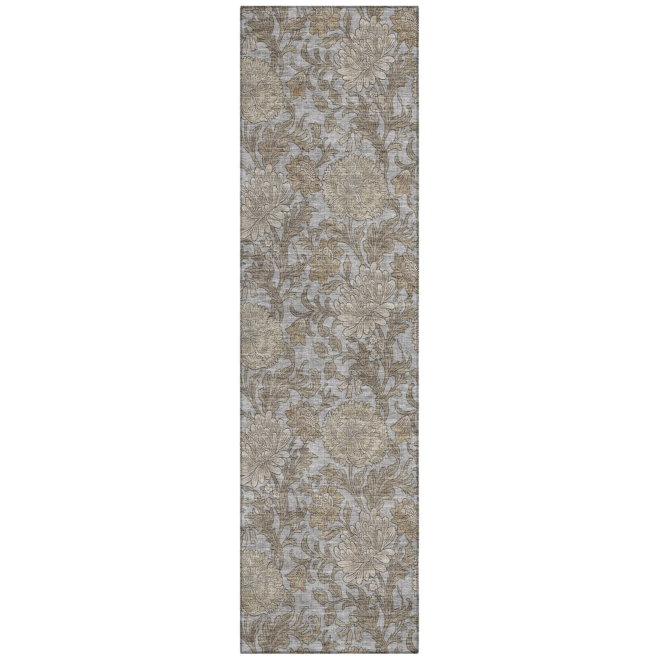 Machine Washable Indoor/ Outdoor Chantille Floral Rug
