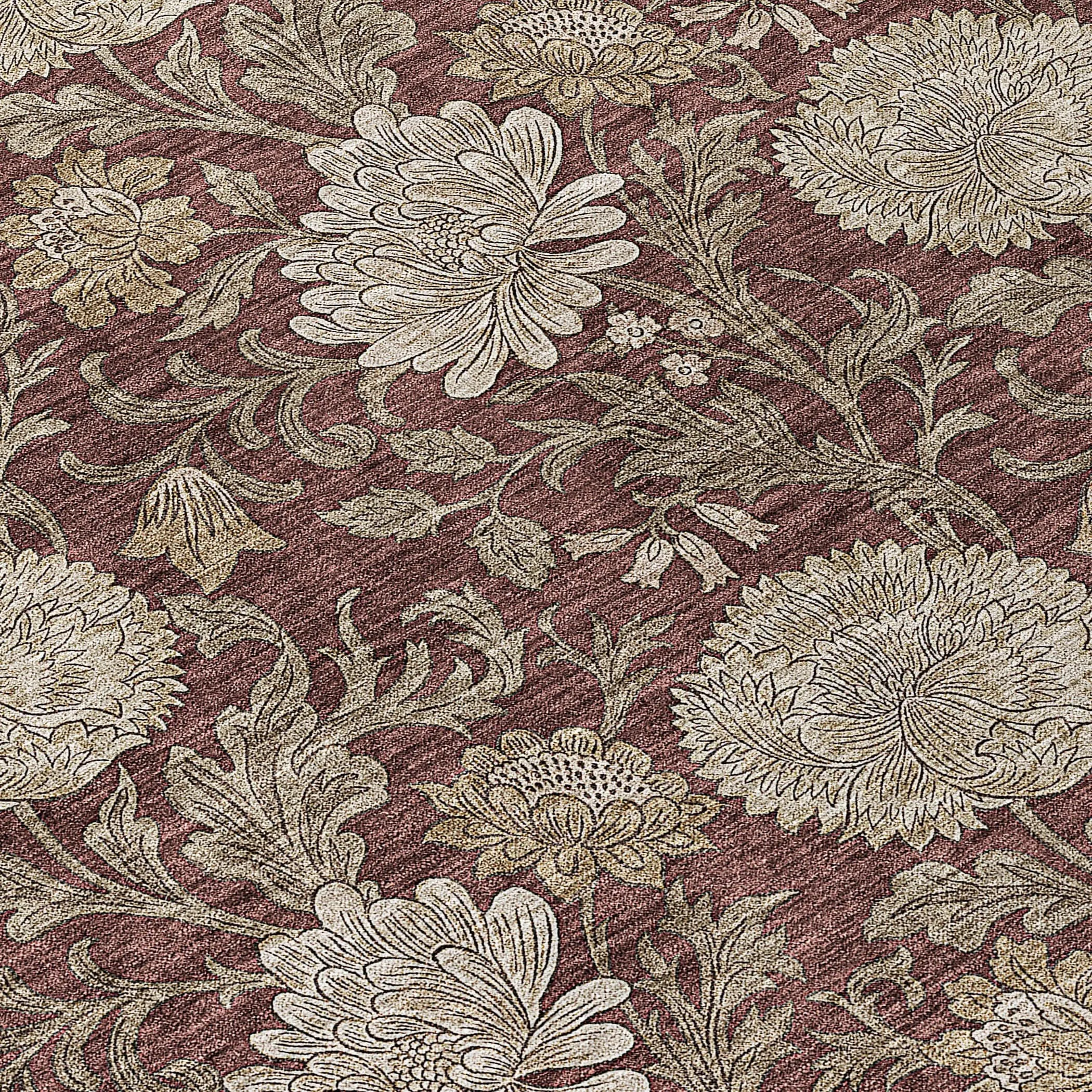 Machine Washable Indoor/ Outdoor Chantille Floral Rug