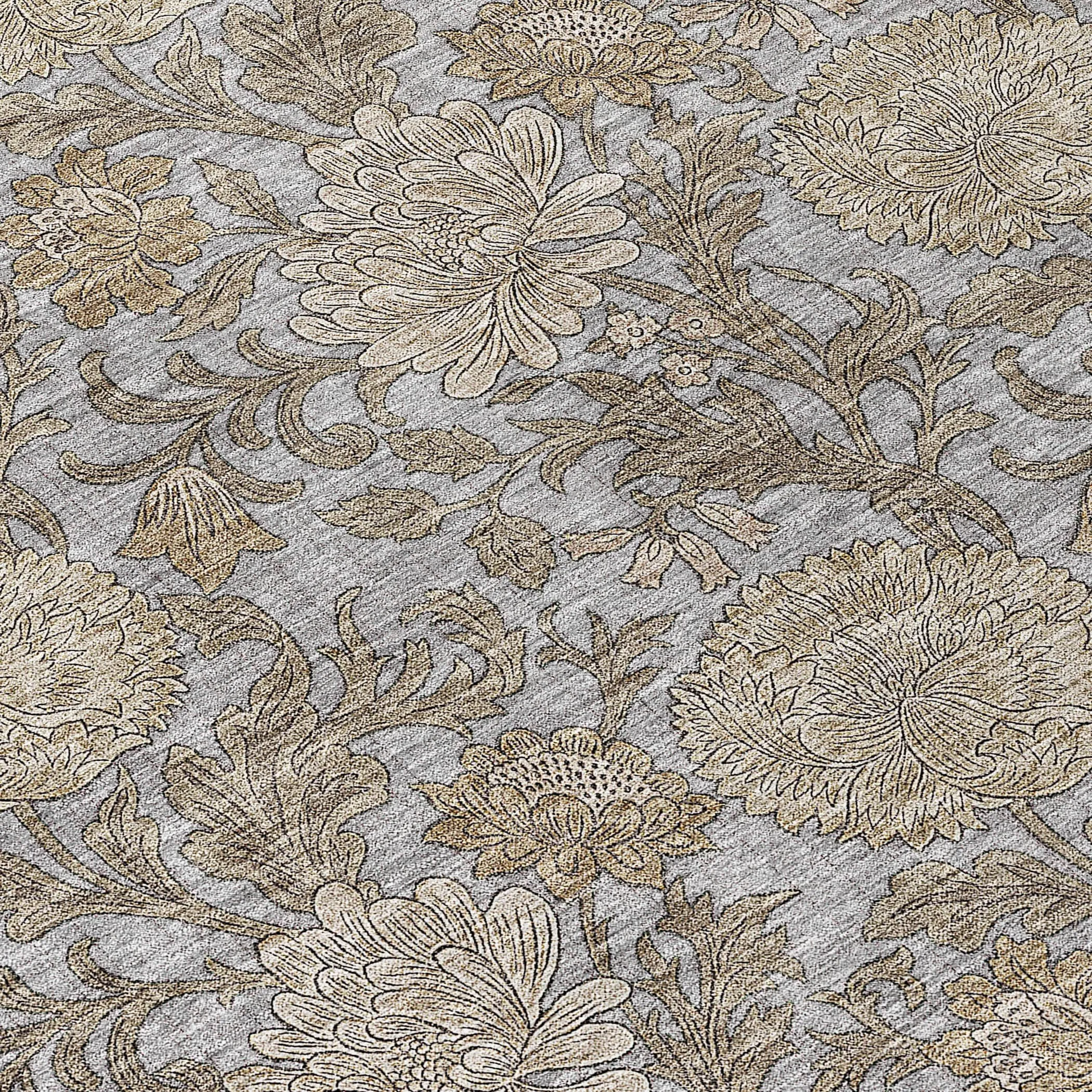 Machine Washable Indoor/ Outdoor Chantille Floral Rug