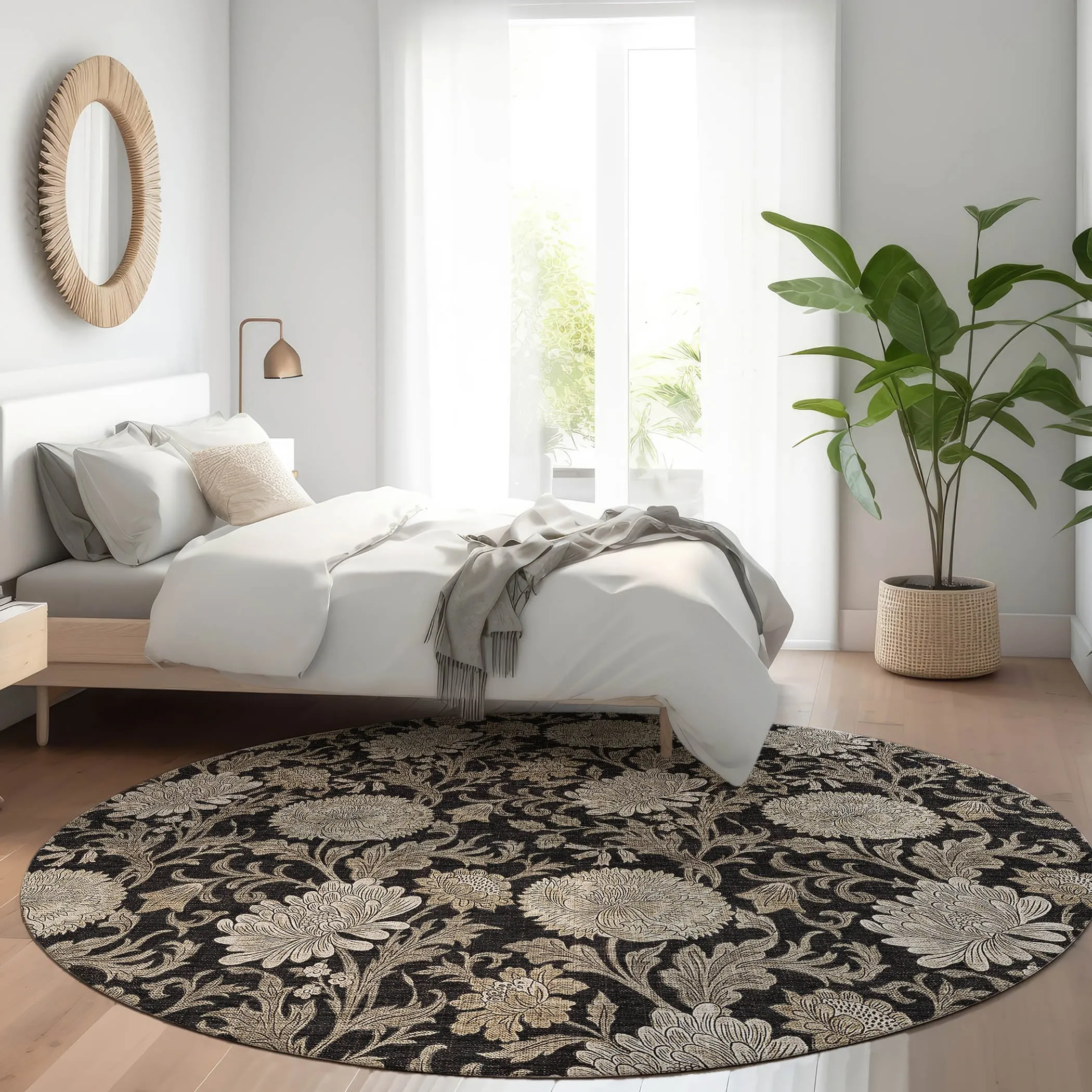 Machine Washable Indoor/ Outdoor Chantille Floral Rug