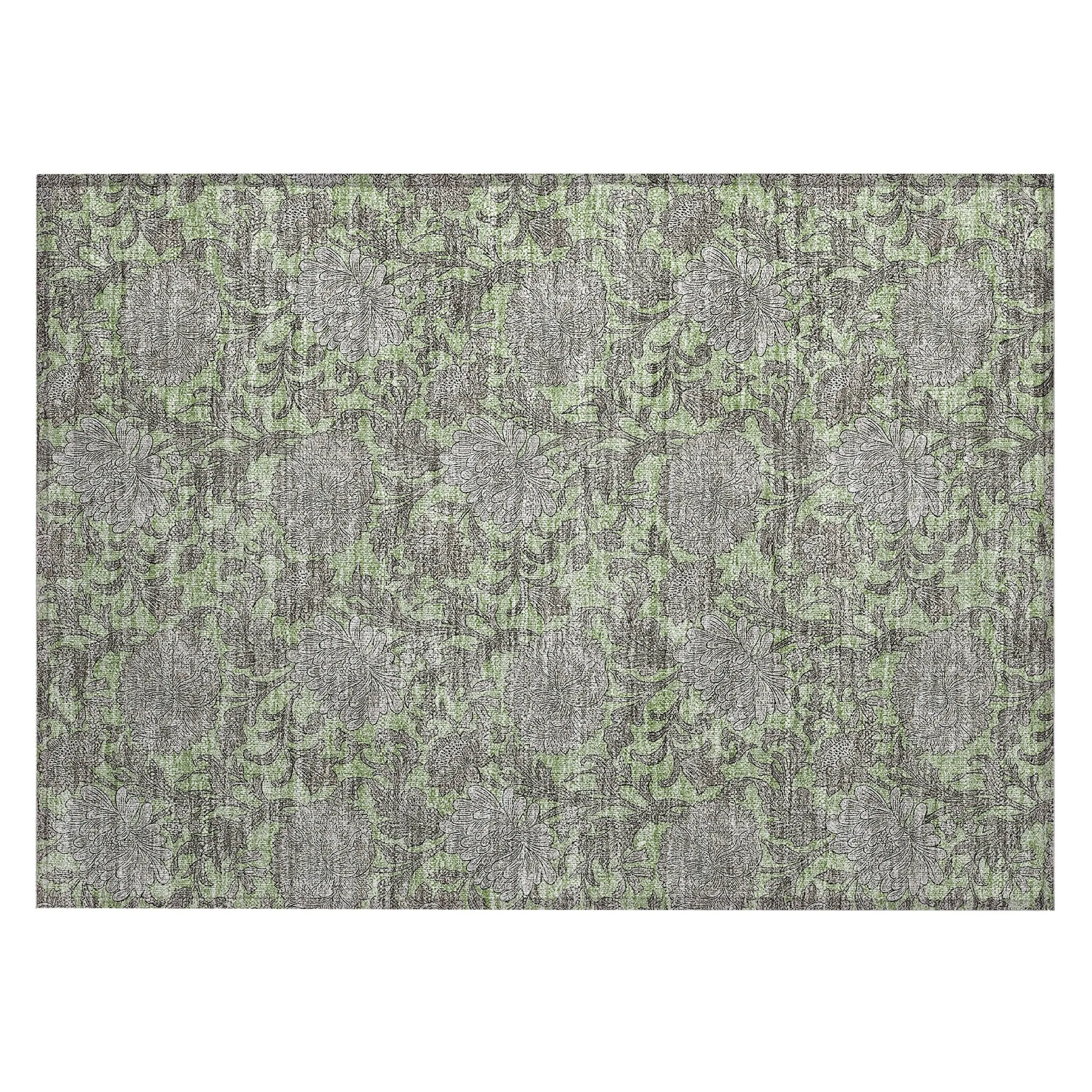 Machine Washable Indoor/ Outdoor Chantille Floral Rug
