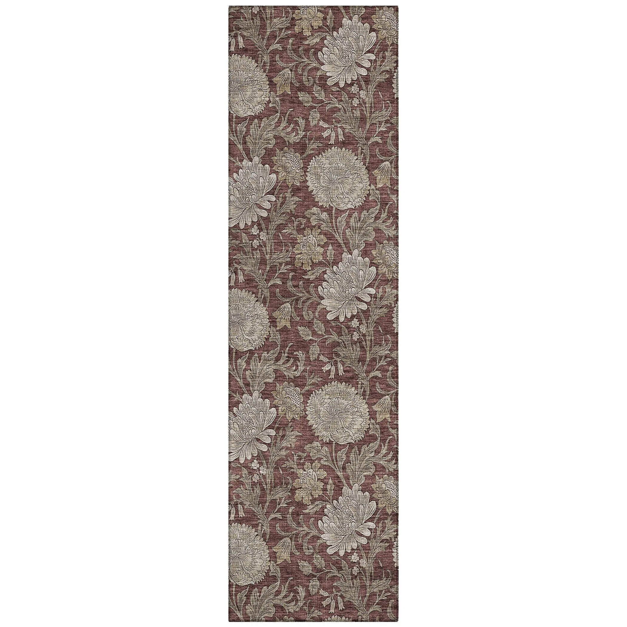 Machine Washable Indoor/ Outdoor Chantille Floral Rug