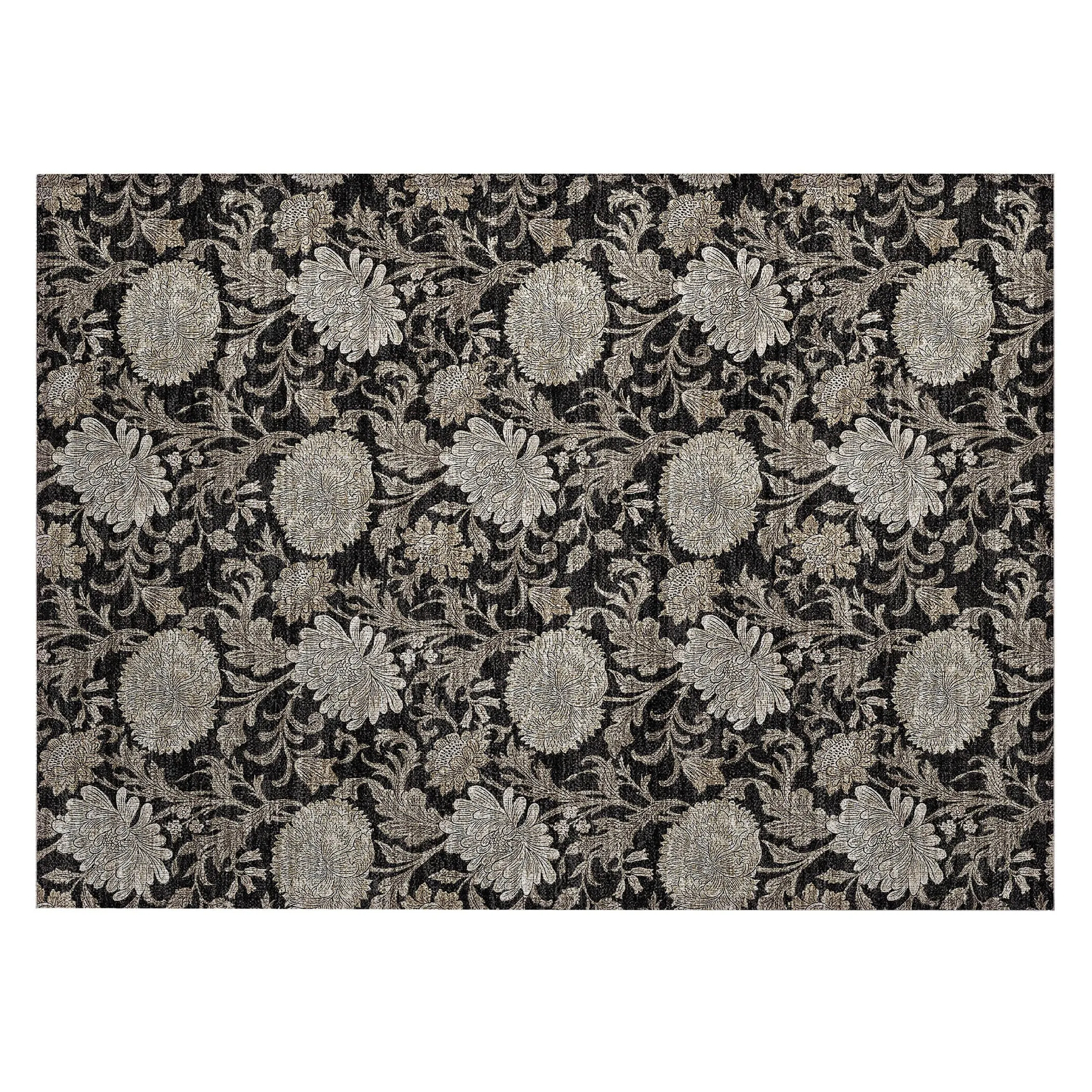Machine Washable Indoor/ Outdoor Chantille Floral Rug