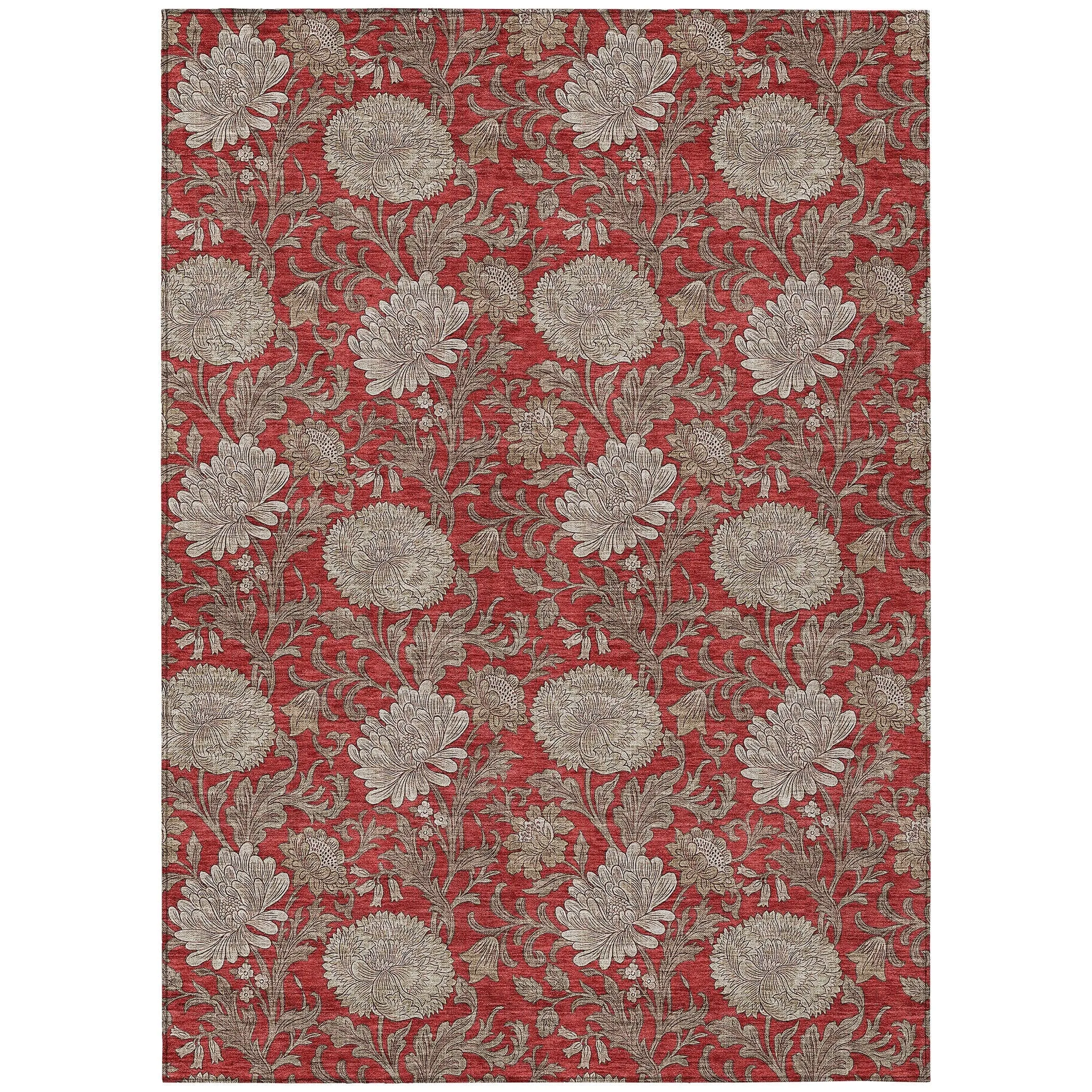 Machine Washable Indoor/ Outdoor Chantille Floral Rug