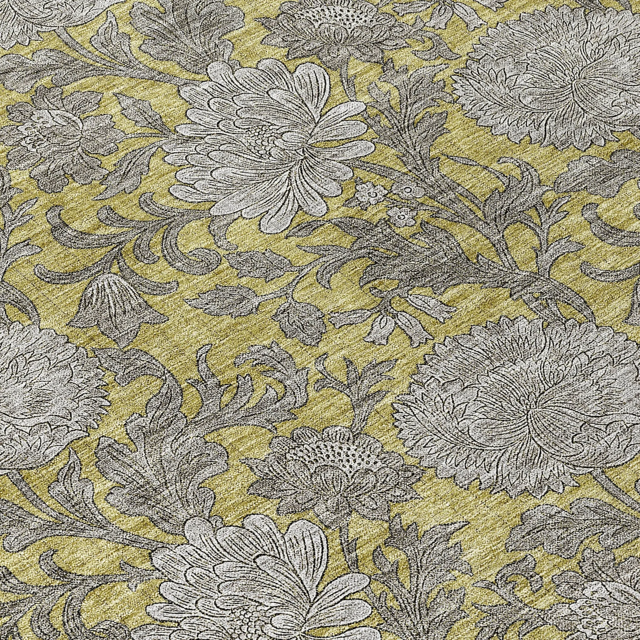 Machine Washable Indoor/ Outdoor Chantille Floral Rug