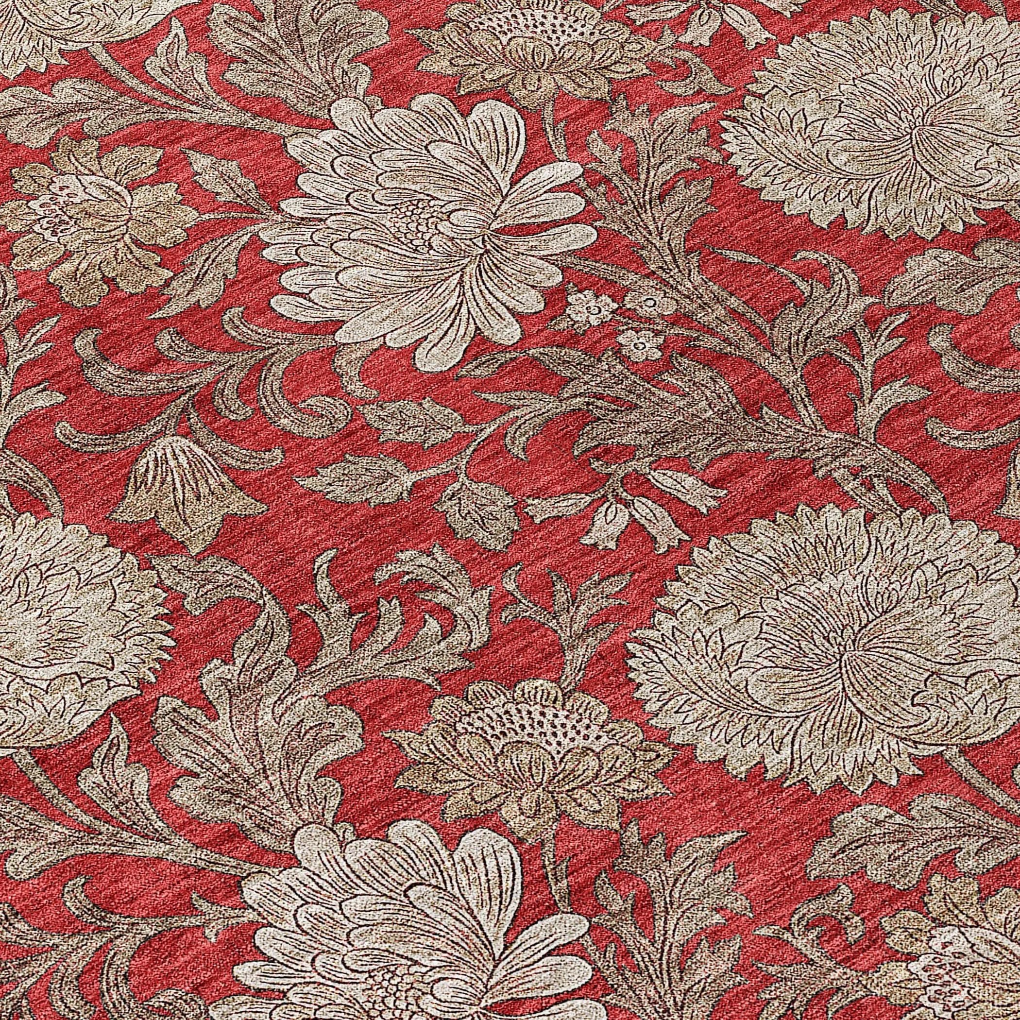Machine Washable Indoor/ Outdoor Chantille Floral Rug
