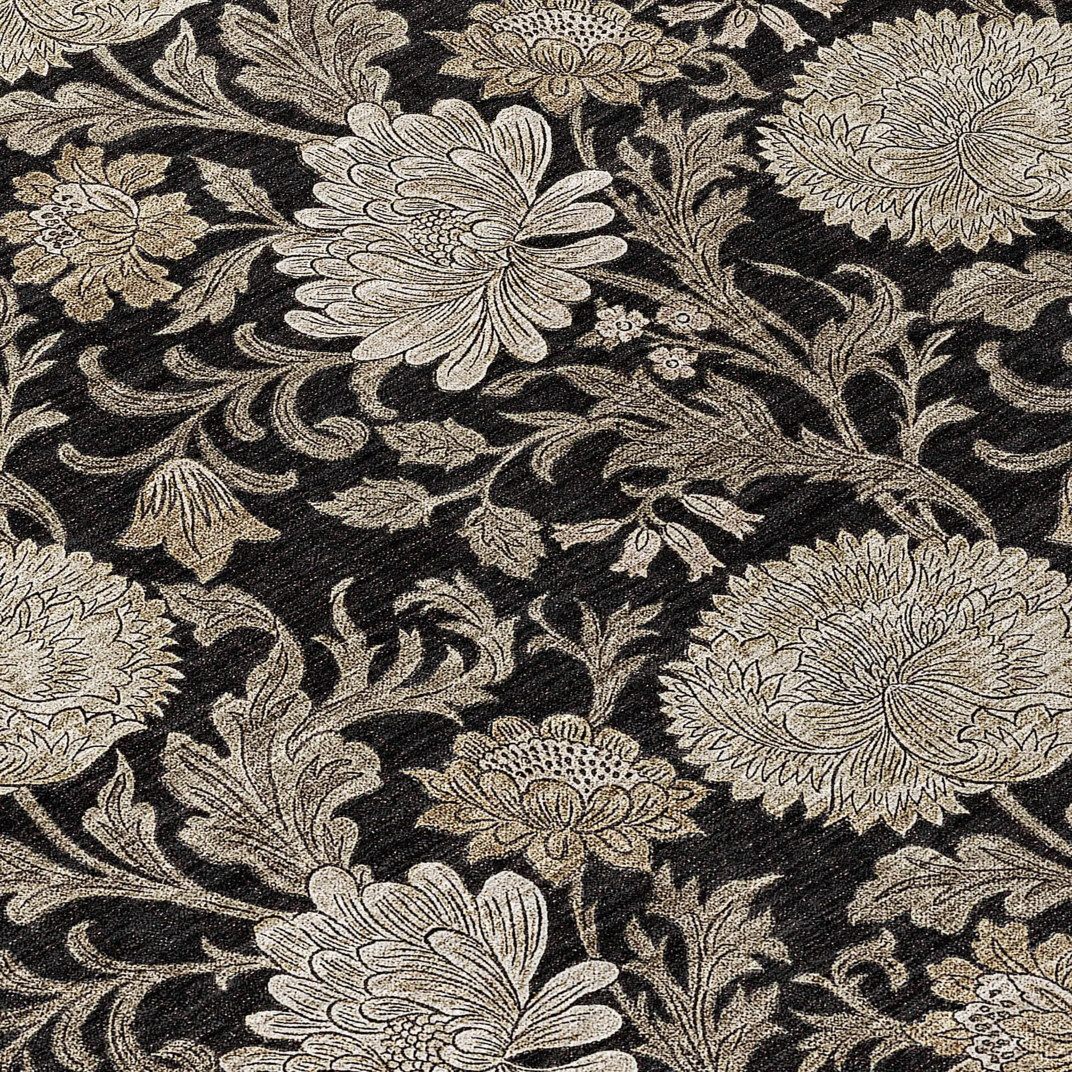 Machine Washable Indoor/ Outdoor Chantille Floral Rug