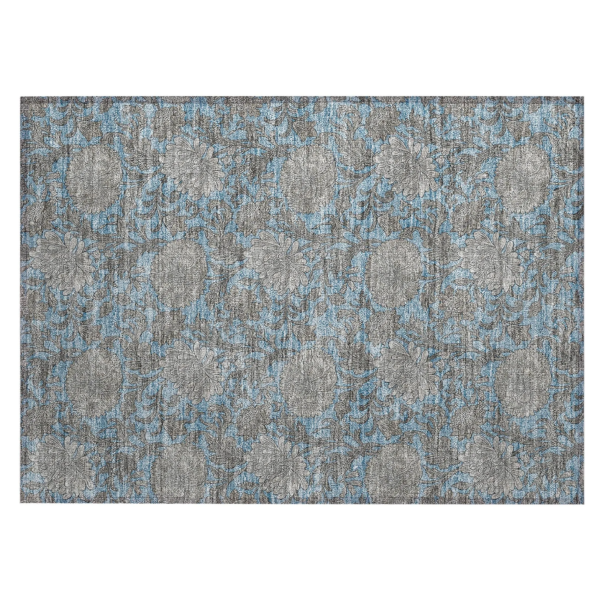 Machine Washable Indoor/ Outdoor Chantille Floral Rug