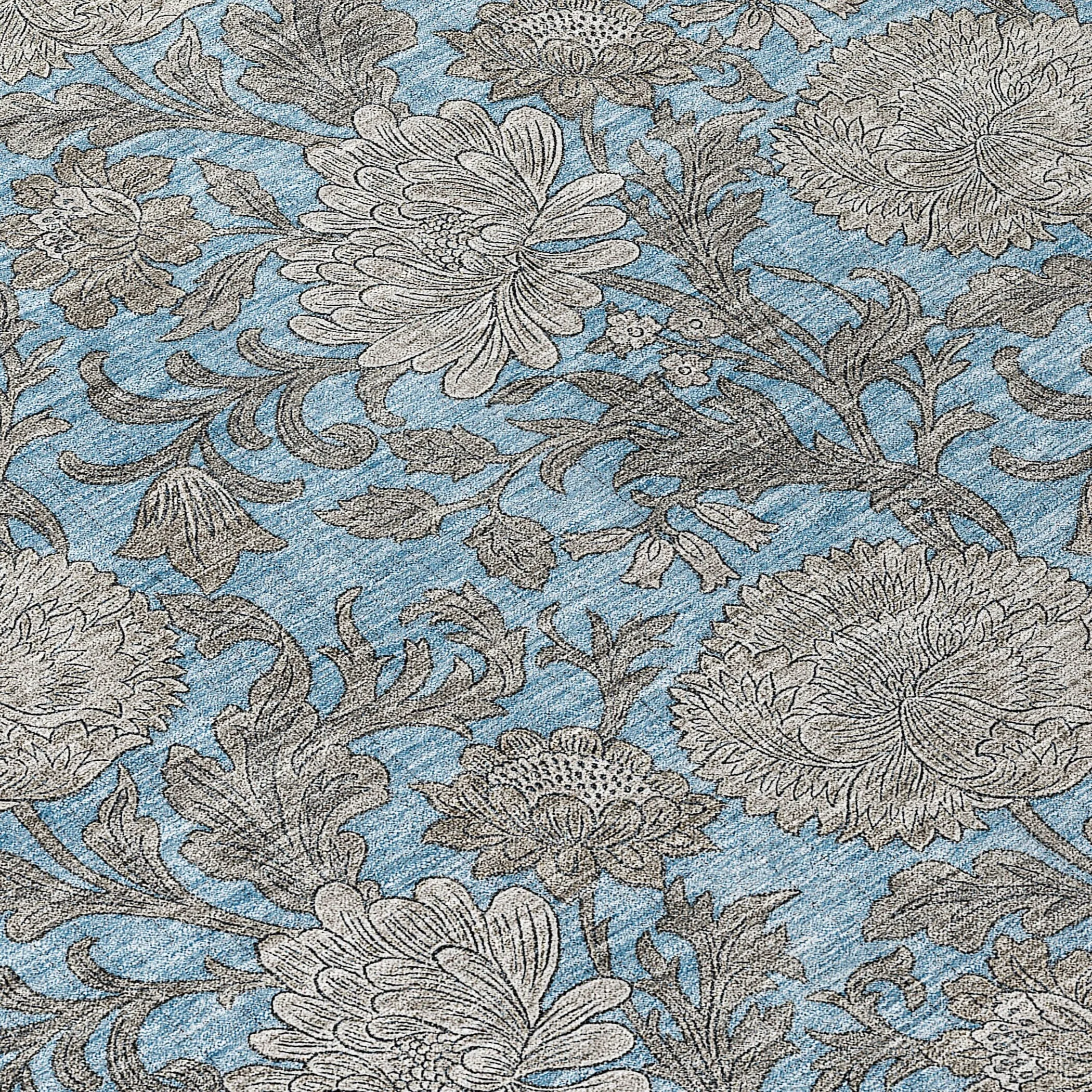 Machine Washable Indoor/ Outdoor Chantille Floral Rug